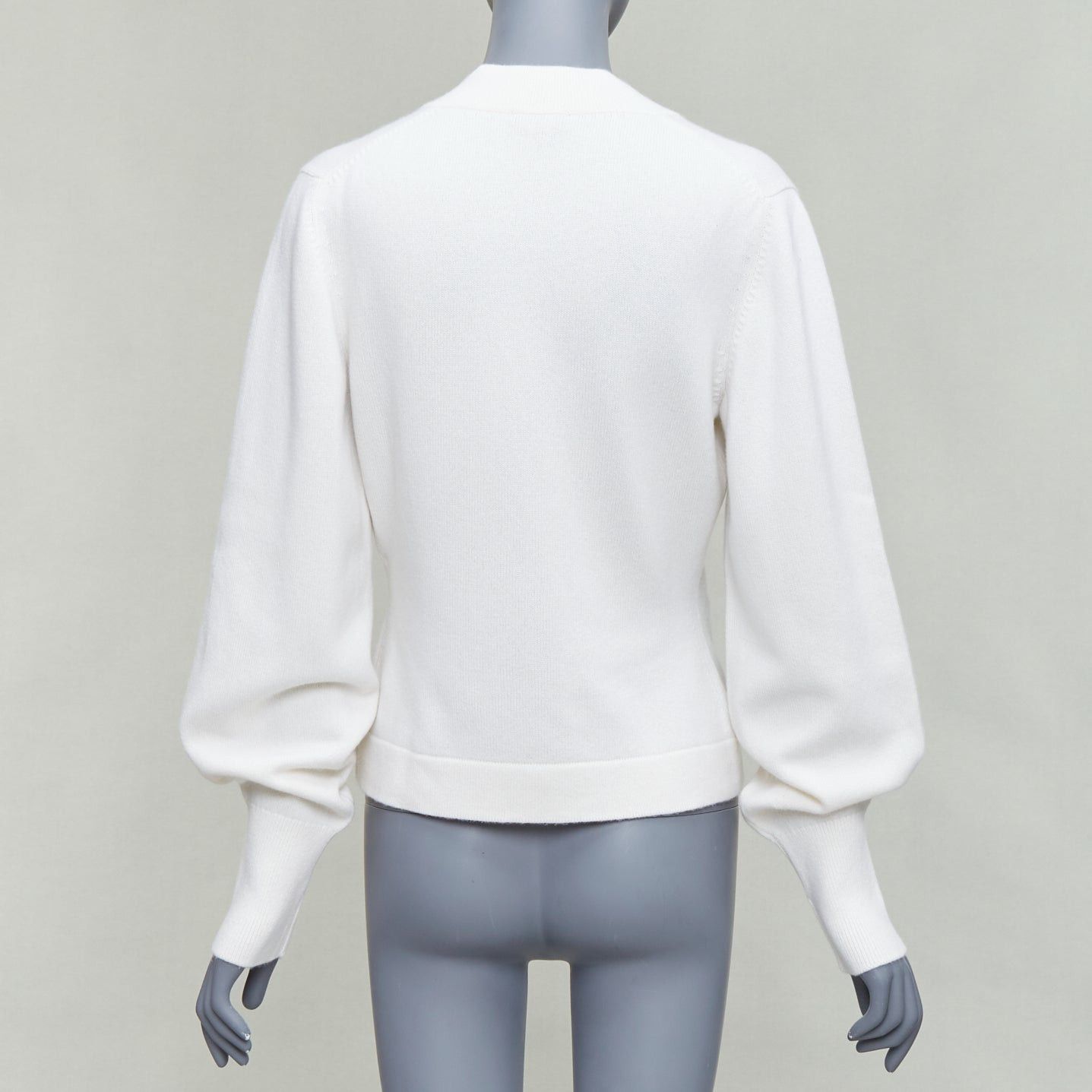 Chanel CHANEL 22A off white cashmere blend pink CC crystal buttons cardigan FR38 M Size M / US 6-8 / IT 42-44 - 5 Thumbnail