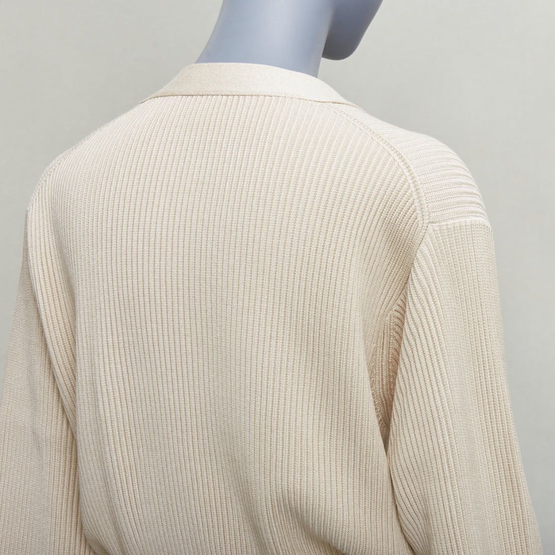 Hermes HERMES ecru viscose silk silver zipper head ribbed crop cardigan FR36 S Size S / US 4 / IT 40 - 8 Thumbnail