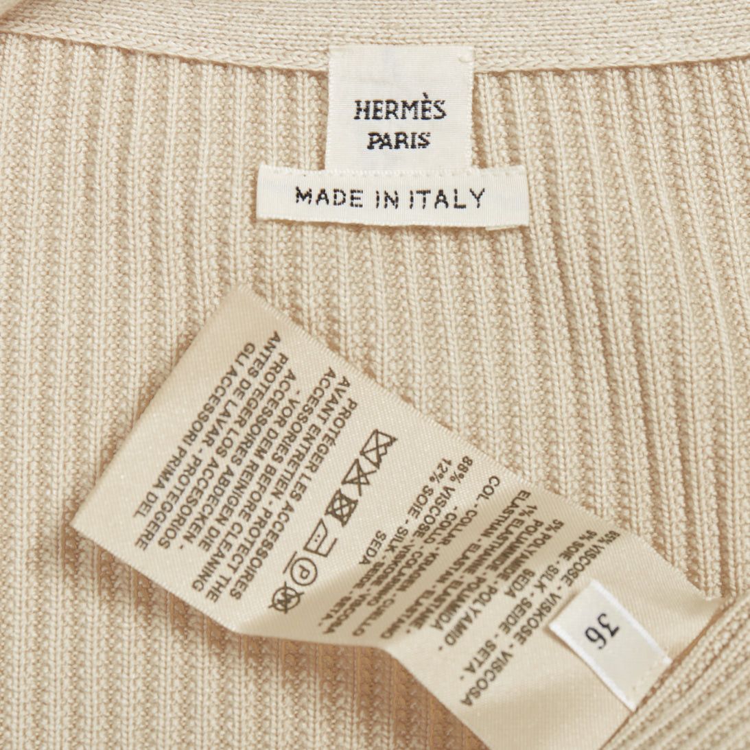 Hermes HERMES ecru viscose silk silver zipper head ribbed crop cardigan FR36 S Size S / US 4 / IT 40 - 9 Thumbnail