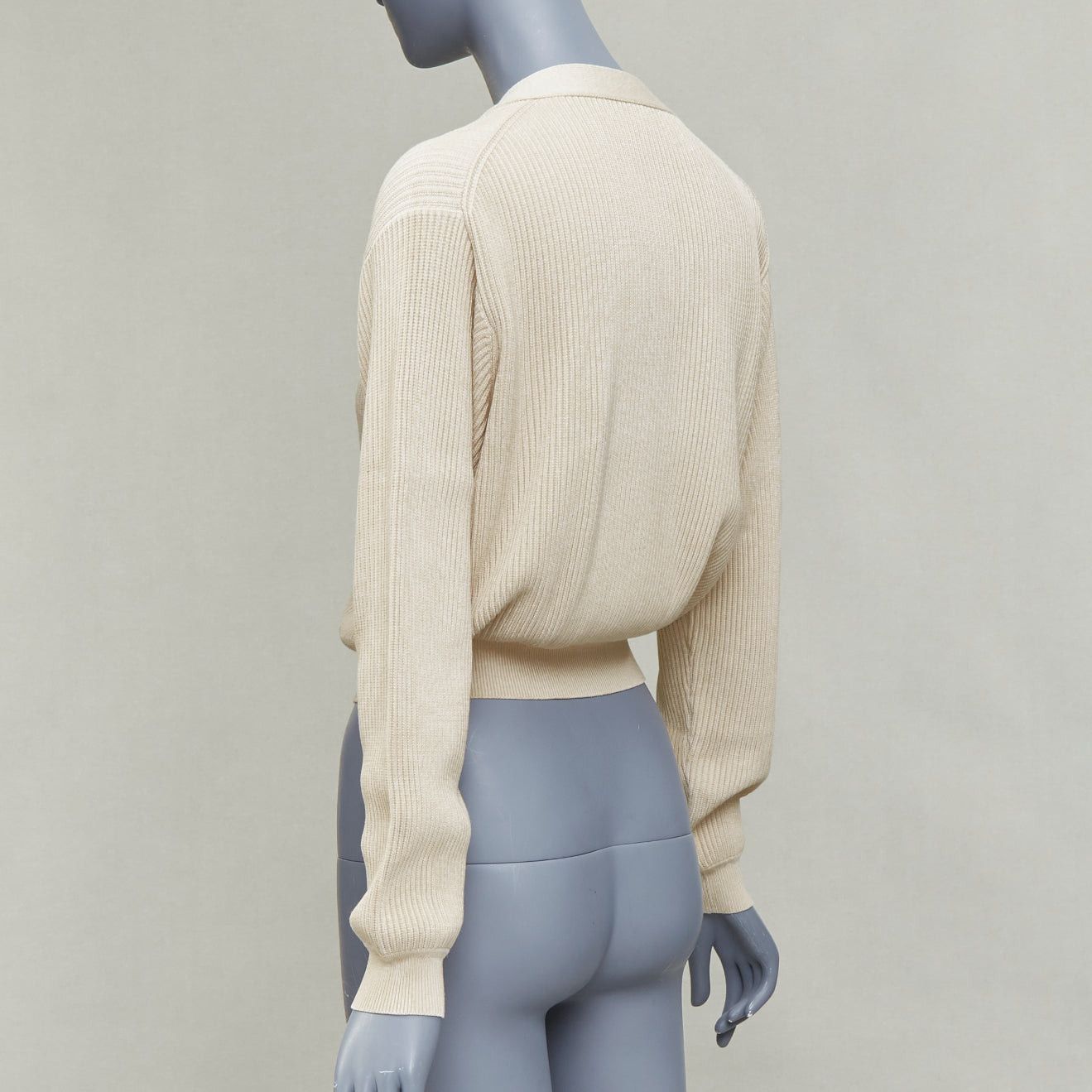 Hermes HERMES ecru viscose silk silver zipper head ribbed crop cardigan FR36 S Size S / US 4 / IT 40 - 7 Thumbnail