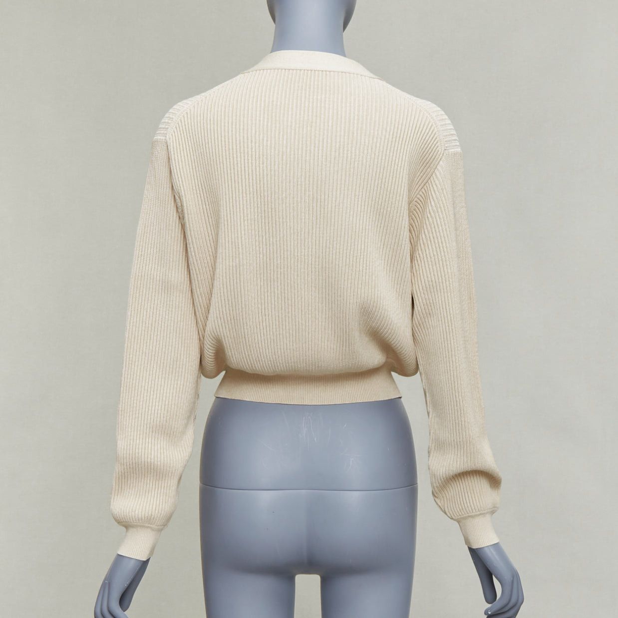 Hermes HERMES ecru viscose silk silver zipper head ribbed crop cardigan FR36 S Size S / US 4 / IT 40 - 6 Thumbnail
