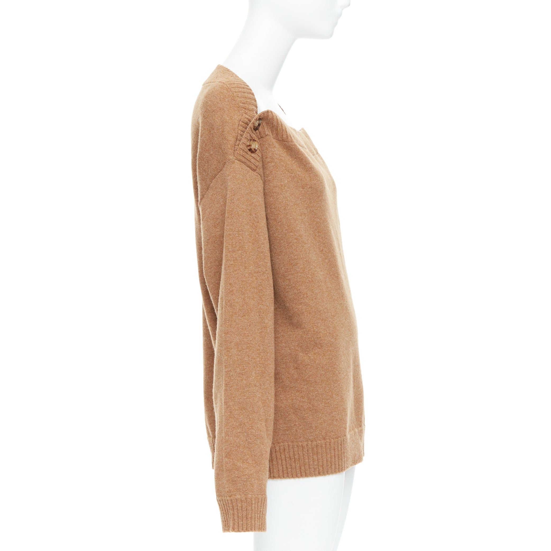 Burberry BURBERRY camel brown wool horn button bateau neck sweater L Size M / US 6-8 / IT 42-44 - 4 Thumbnail