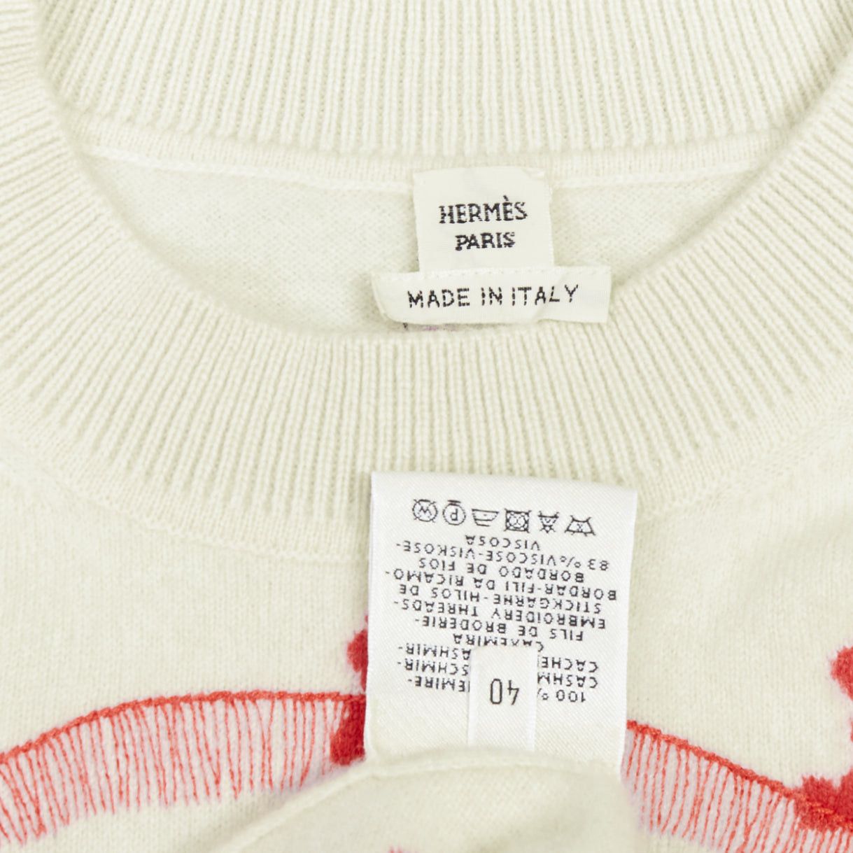 Hermes HERMES Vintage Poste et Cavalerie 100% cashmere cream embroidered sweater FR40 L Size M / US 6-8 / IT 42-44 - 8 Thumbnail