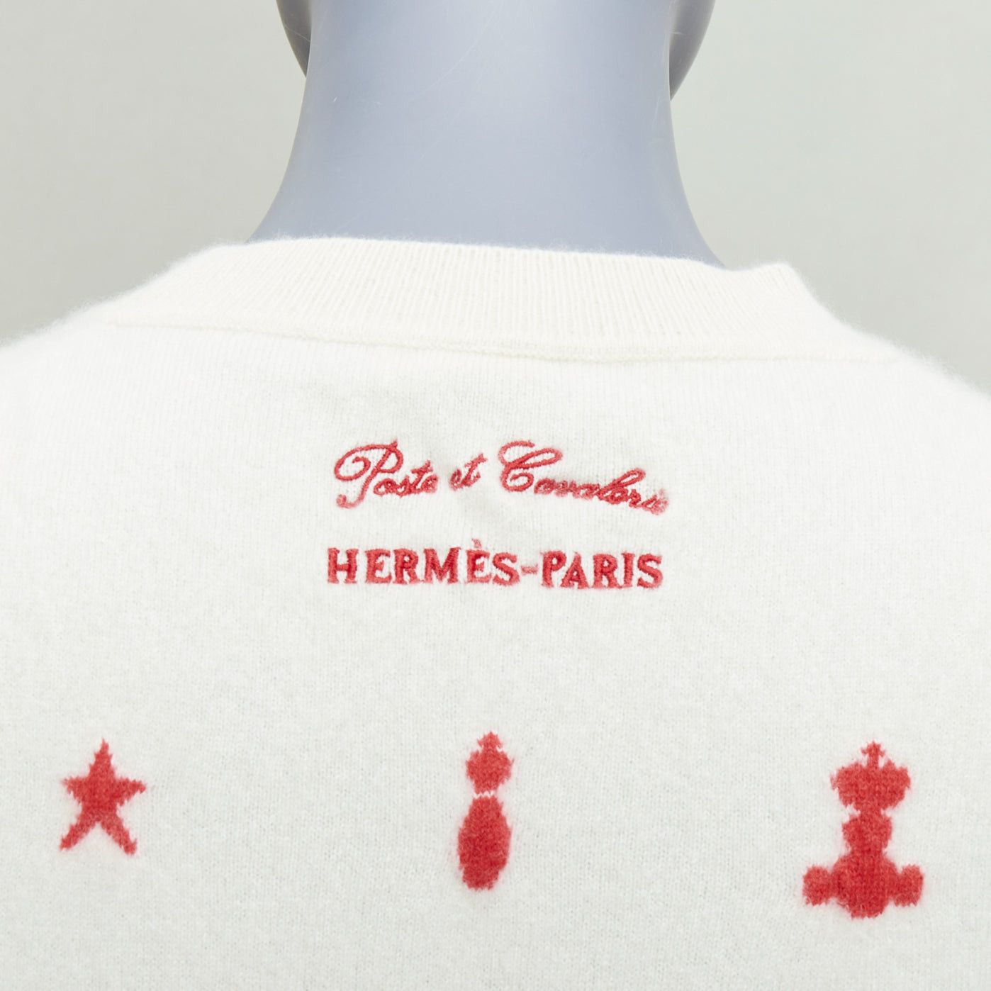 Hermes HERMES Vintage Poste et Cavalerie 100% cashmere cream embroidered sweater FR40 L Size M / US 6-8 / IT 42-44 - 2 Thumbnail