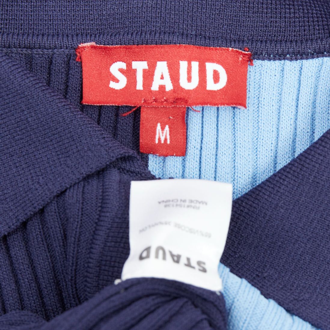 Staud STAUD Brice blue bicolor ribbed side slits fitted polo top M Size M / US 6-8 / IT 42-44 - 8 Thumbnail