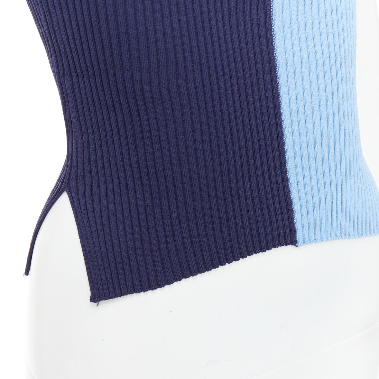 Staud STAUD Brice blue bicolor ribbed side slits fitted polo top M Size M / US 6-8 / IT 42-44 - 7 Thumbnail