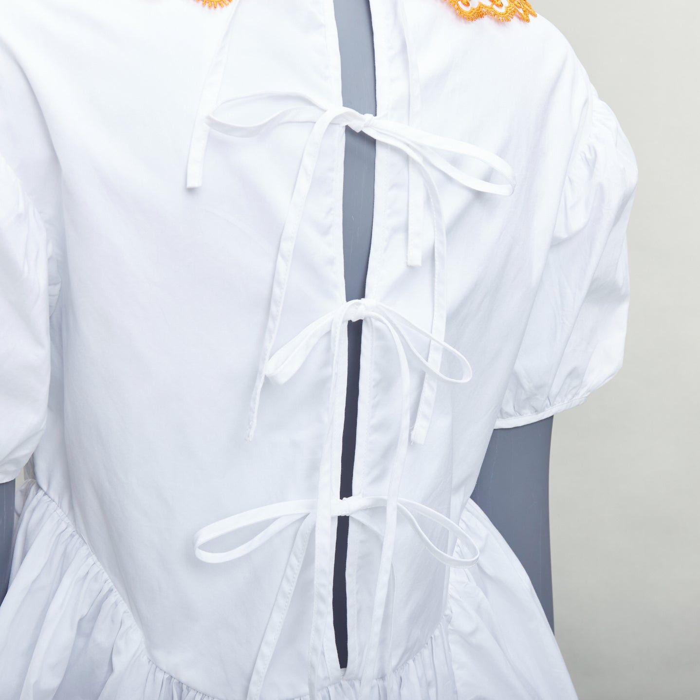 Cecilie Bahnsen CECILIE BAHNSEN Mie white cotton orange applique collar puff top UK6 XS Size XS / US 0-2 / IT 36-38 - 6 Thumbnail