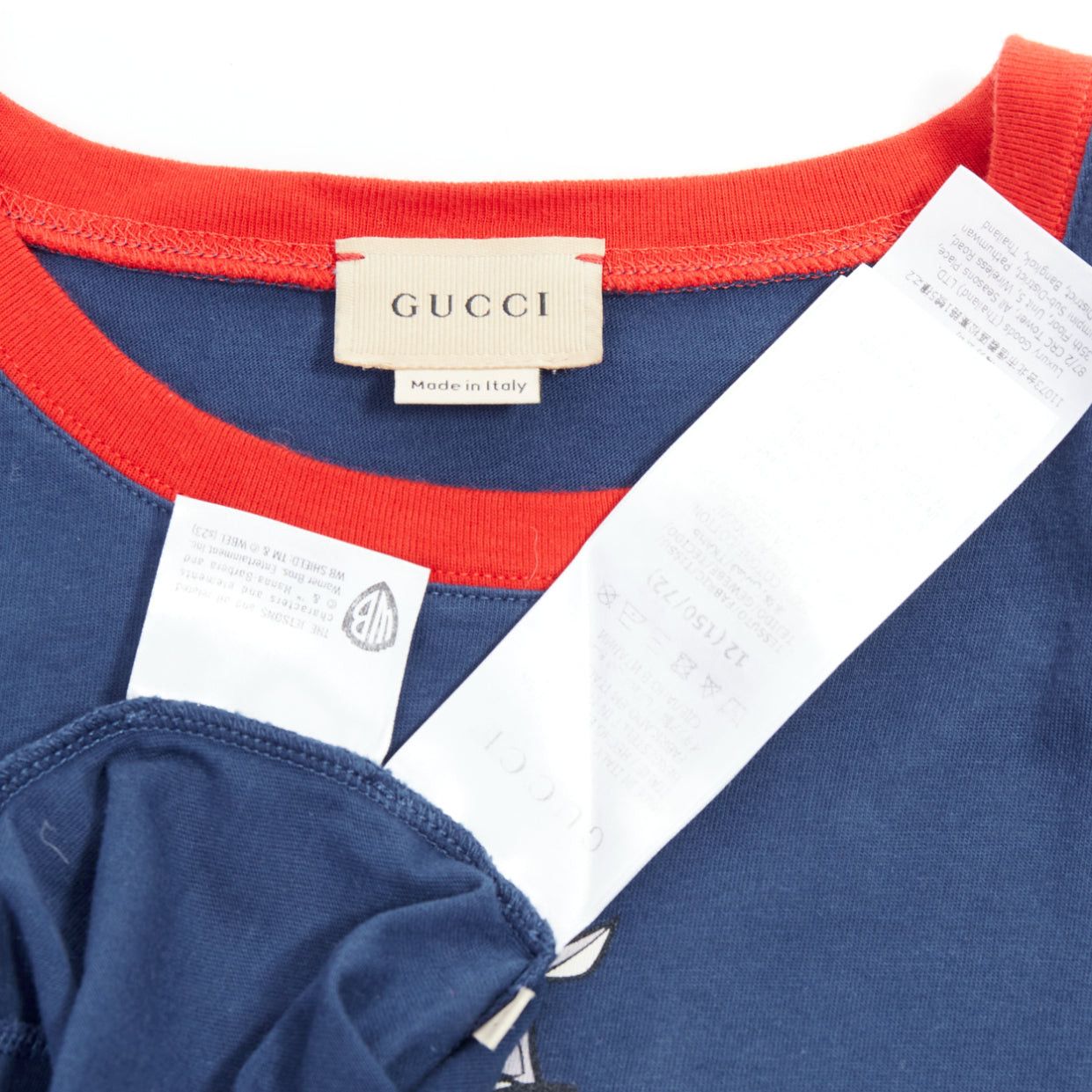 Gucci GUCCI KIDS The Jetsons navy logo print dog red ringer tshirt 12Yr Size XS / US 0-2 / IT 36-38 - 8 Thumbnail
