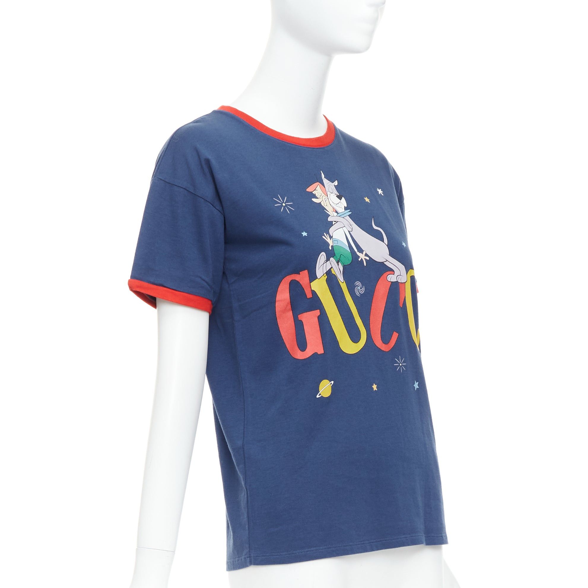 Gucci GUCCI KIDS The Jetsons navy logo print dog red ringer tshirt 12Yr Size XS / US 0-2 / IT 36-38 - 3 Thumbnail