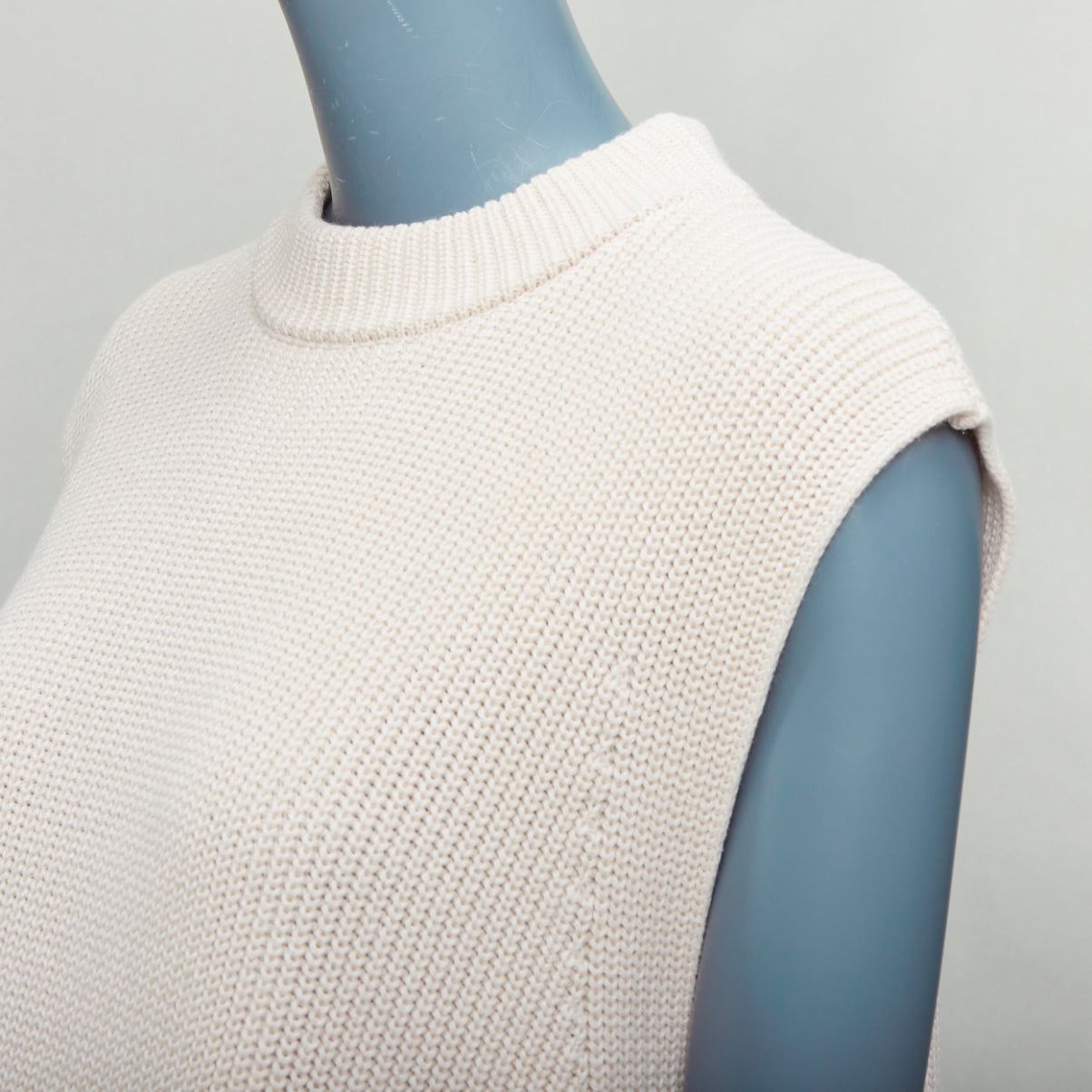 Jil Sander JIL SANDER beige cotton cashmere silk knit sweater dress vest S Size S / US 4 / IT 40 - 7 Thumbnail