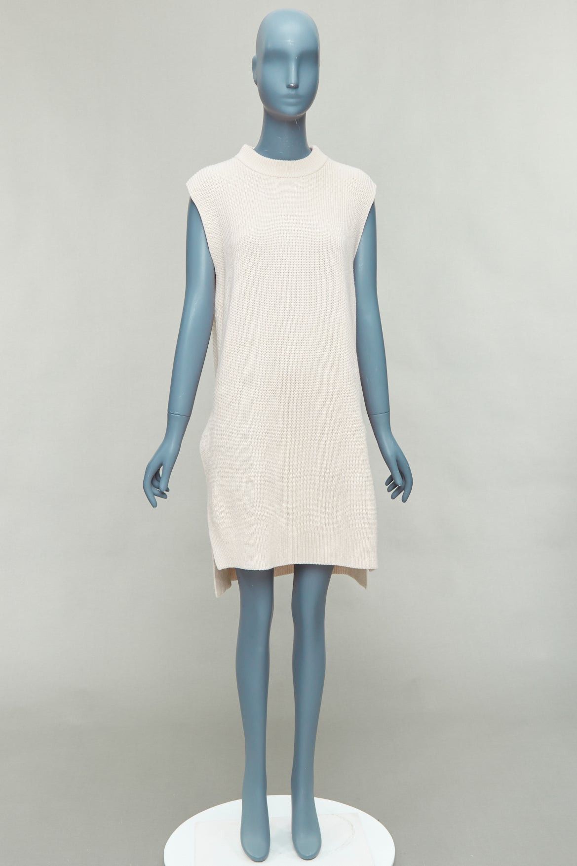Jil Sander JIL SANDER beige cotton cashmere silk knit sweater dress vest S Size S / US 4 / IT 40 - 9 Thumbnail