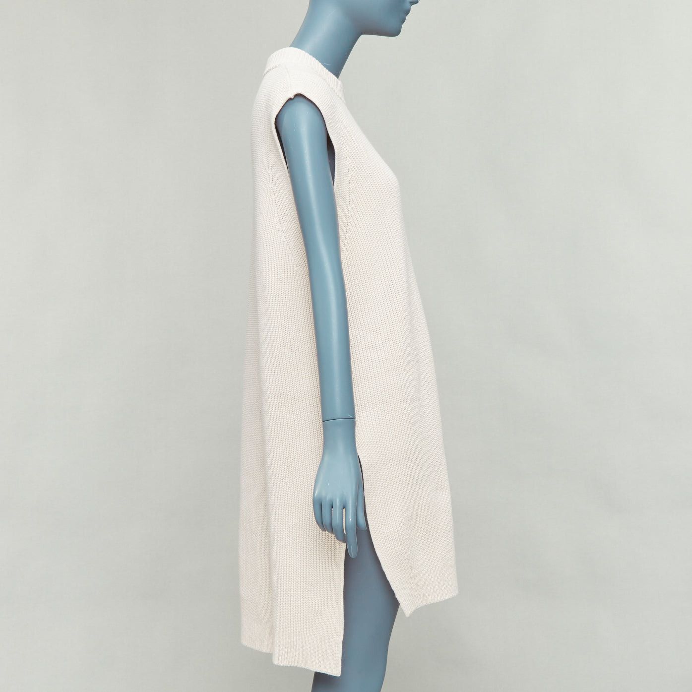Jil Sander JIL SANDER beige cotton cashmere silk knit sweater dress vest S Size S / US 4 / IT 40 - 4 Thumbnail