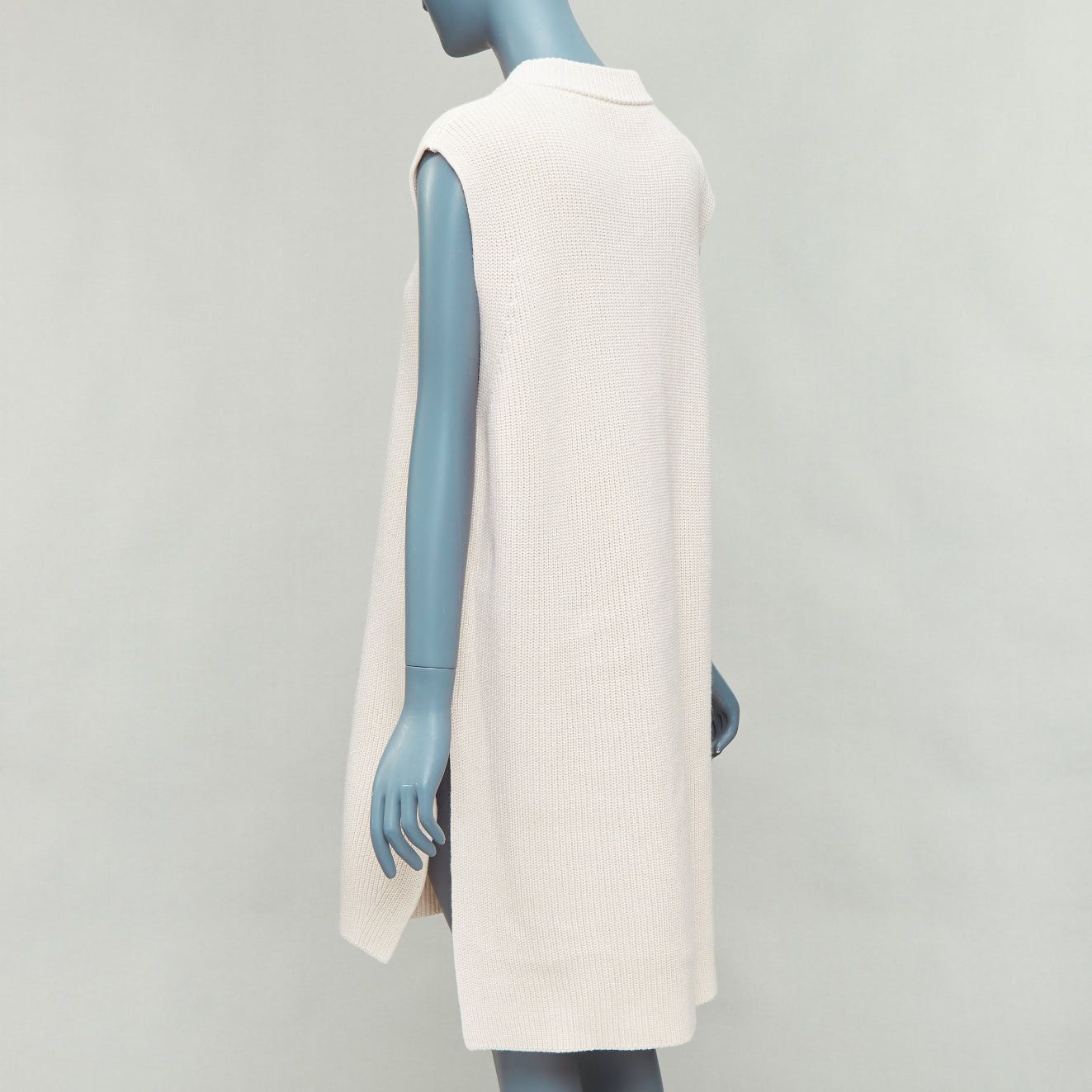 Jil Sander JIL SANDER beige cotton cashmere silk knit sweater dress vest S Size S / US 4 / IT 40 - 6 Thumbnail
