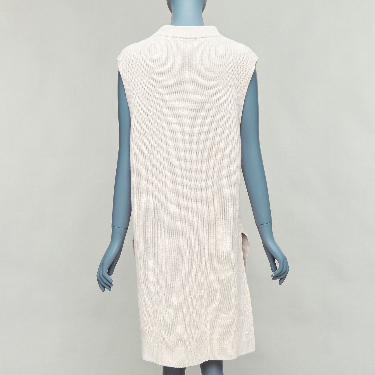 Jil Sander JIL SANDER beige cotton cashmere silk knit sweater dress vest S Size S / US 4 / IT 40 - 5 Thumbnail