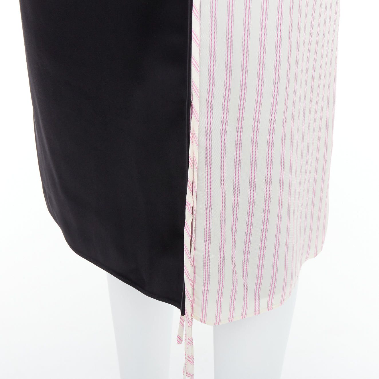T by Alexander Wang ALEXANDER WANG T black pink cream pinstripe wrap skirt US0 XS Size 26" / US 2 / IT 38 - 7 Thumbnail