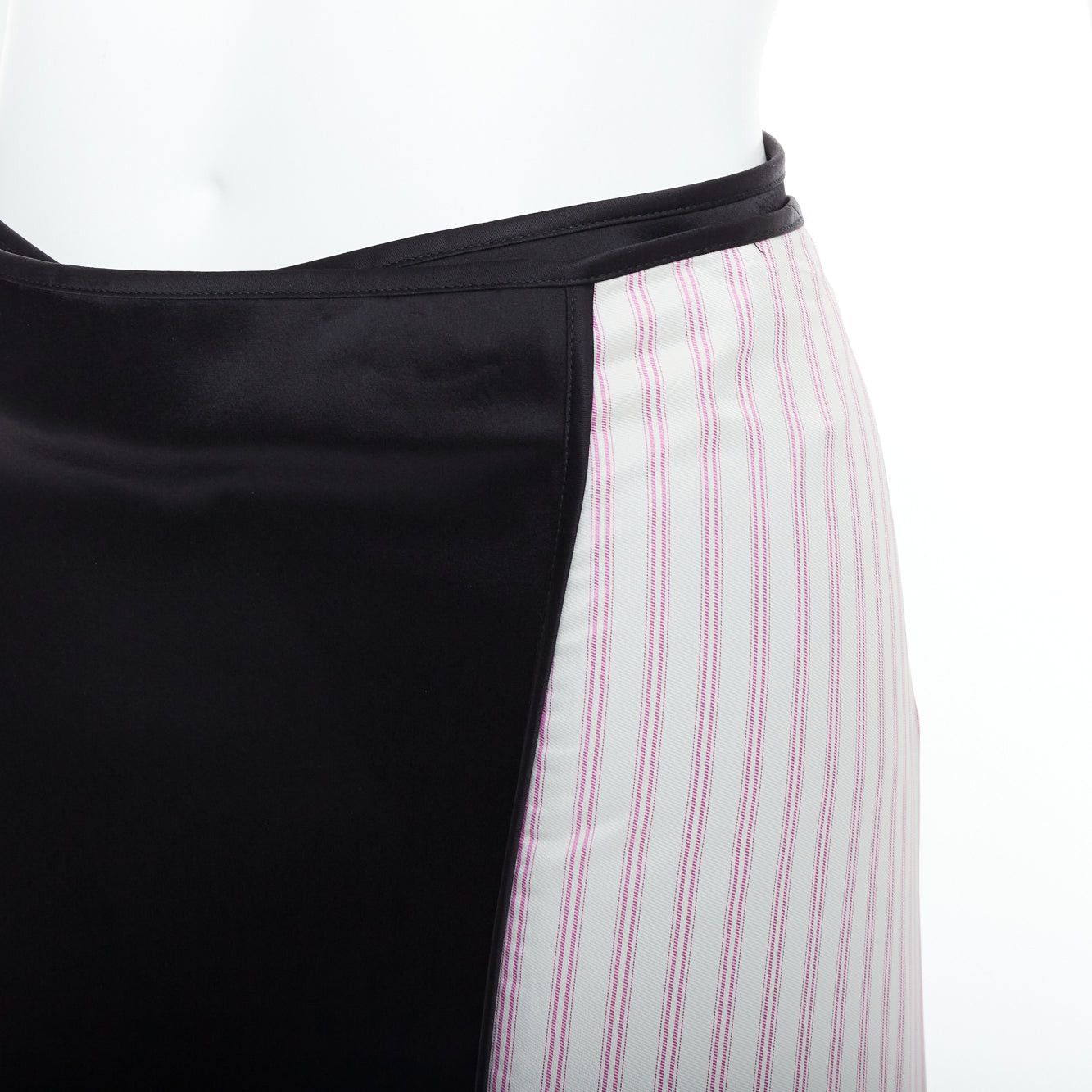 T by Alexander Wang ALEXANDER WANG T black pink cream pinstripe wrap skirt US0 XS Size 26" / US 2 / IT 38 - 2 Thumbnail