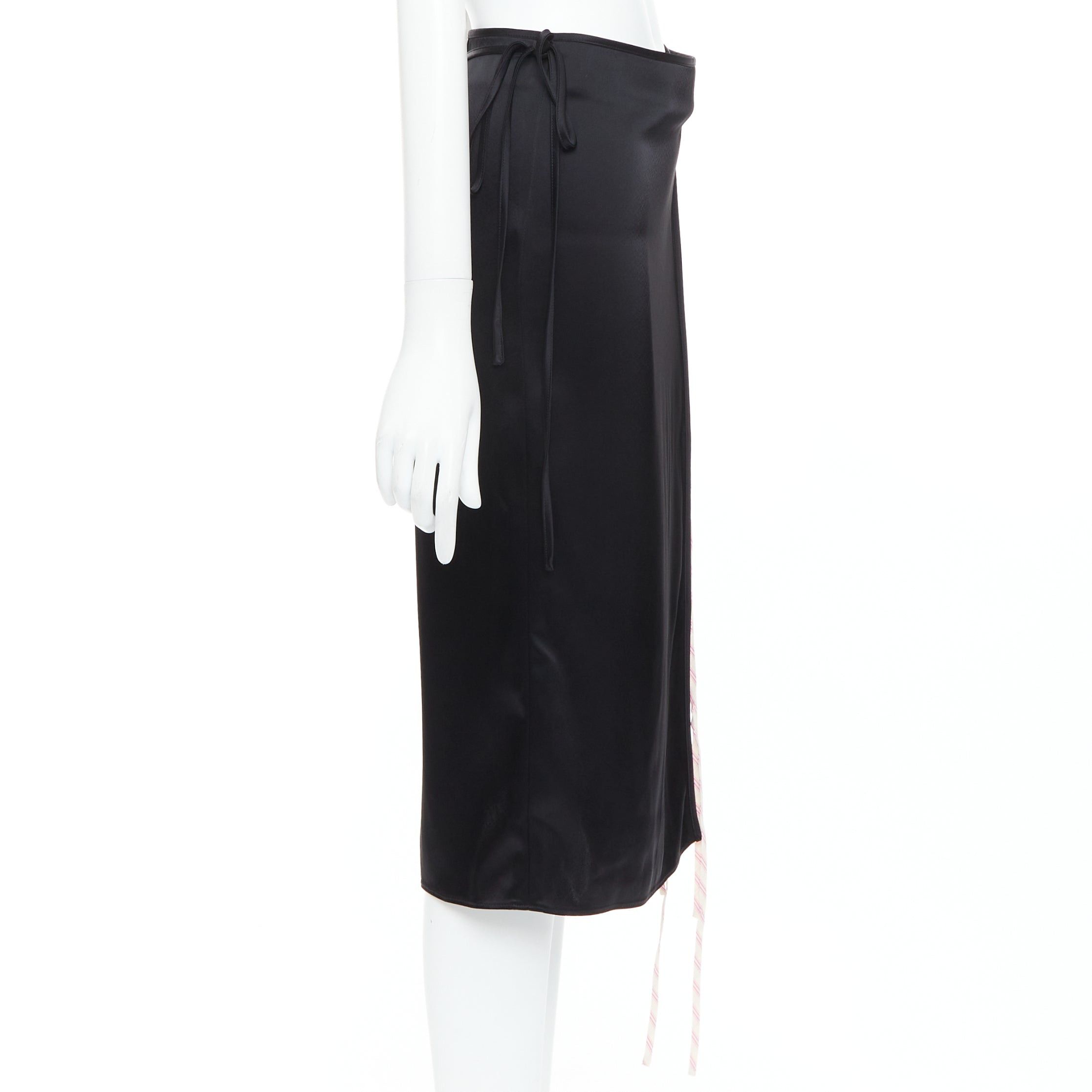 T by Alexander Wang ALEXANDER WANG T black pink cream pinstripe wrap skirt US0 XS Size 26" / US 2 / IT 38 - 4 Thumbnail