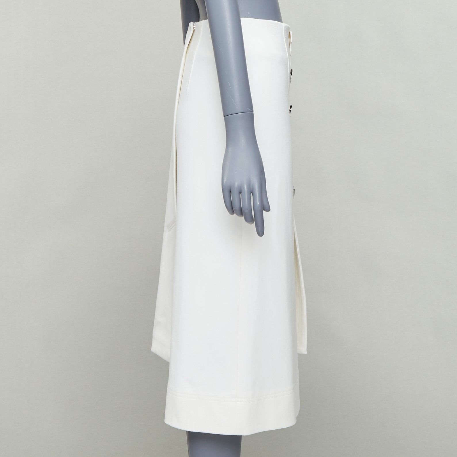 Tibi TIBI white structural buttons asymmetric darted pencil skirt US0 XS Size 26" / US 2 / IT 38 - 4 Thumbnail