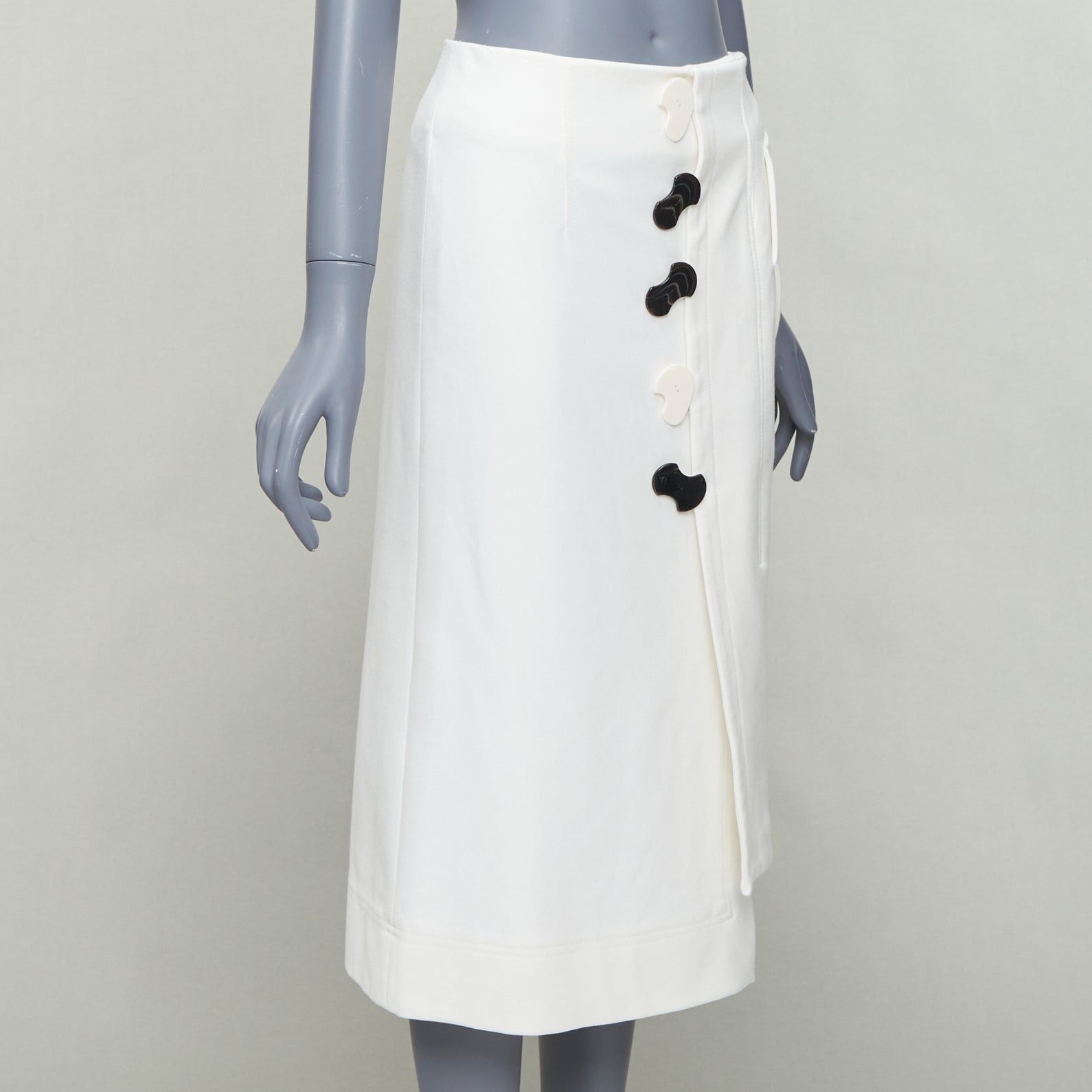 Tibi TIBI white structural buttons asymmetric darted pencil skirt US0 XS Size 26" / US 2 / IT 38 - 3 Thumbnail