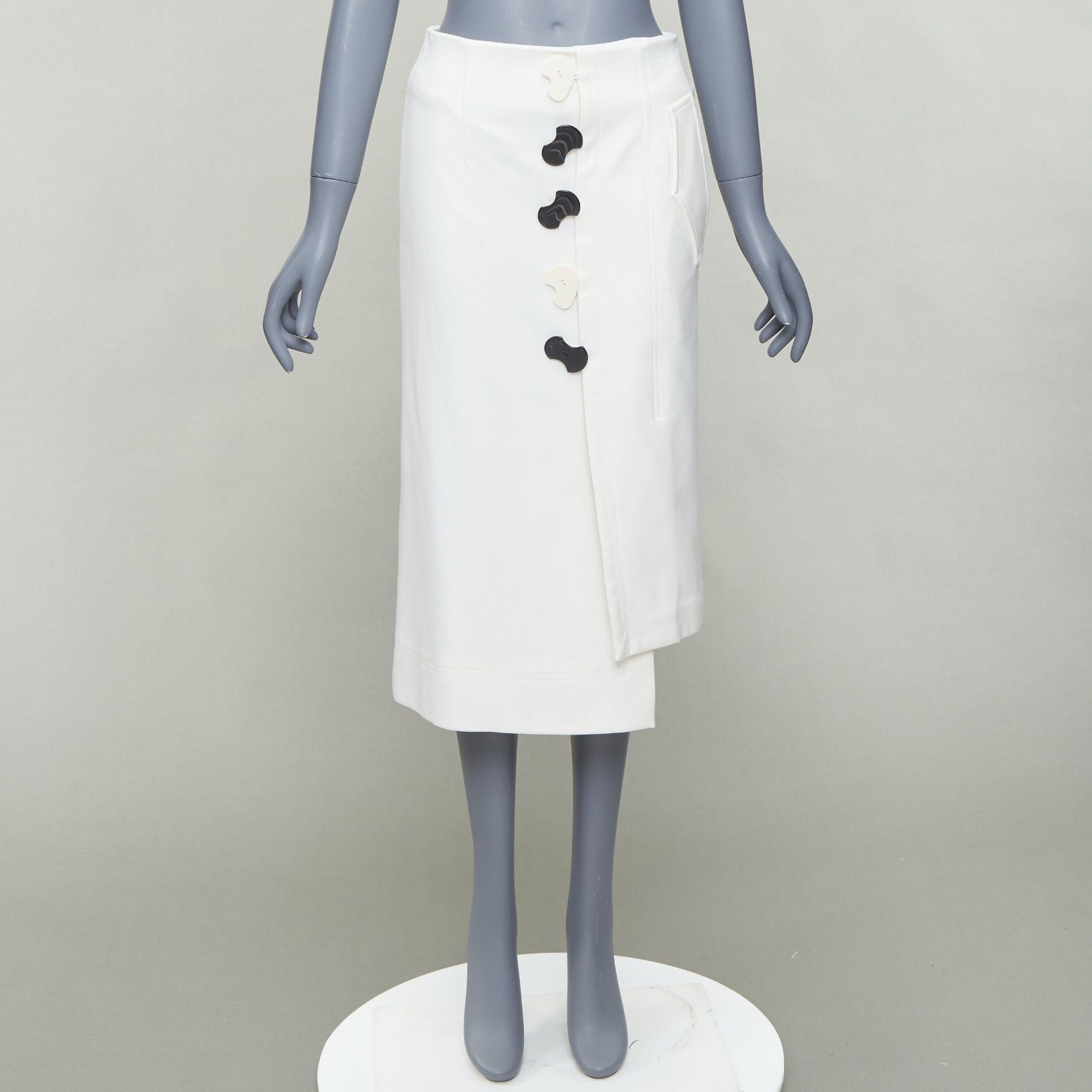 Tibi TIBI white structural buttons asymmetric darted pencil skirt US0 XS Size 26" / US 2 / IT 38 - 9 Thumbnail