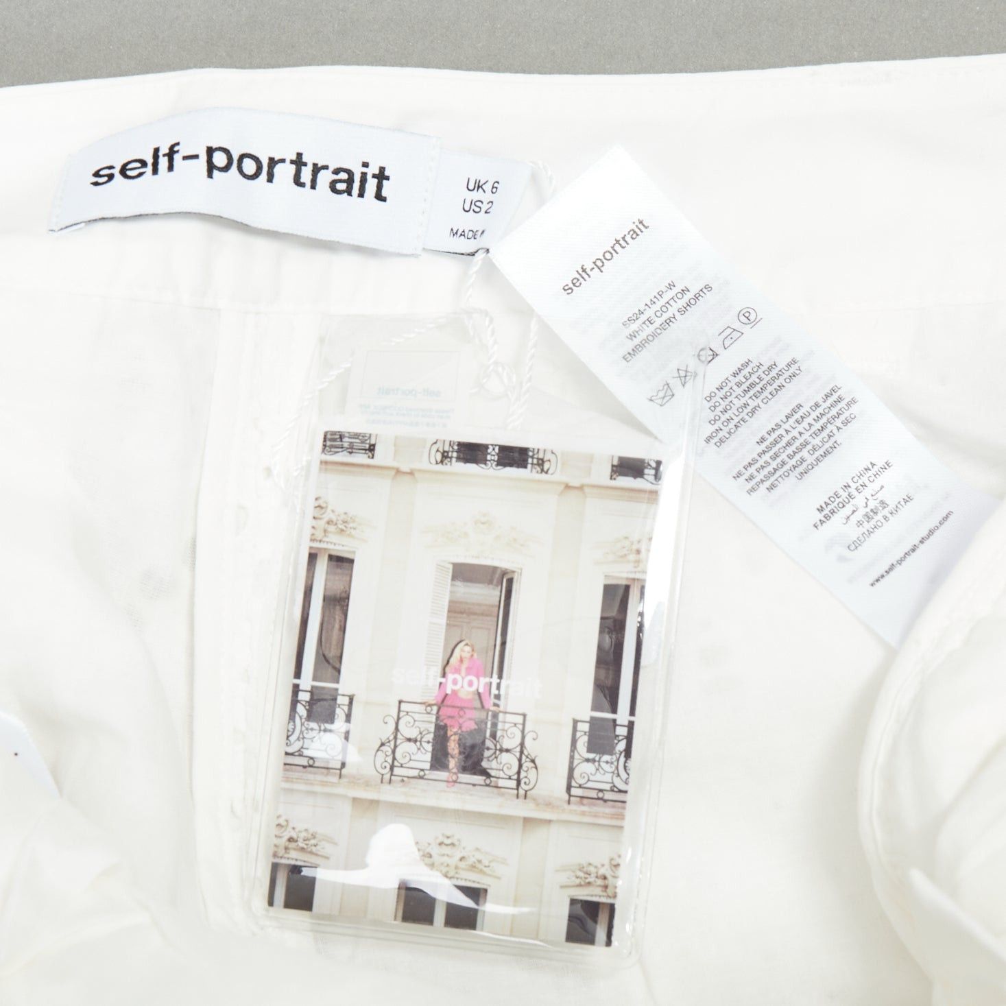 Self-Portrait SELF PORTRAIT 2024 white floral anglais wide high waist shorts UK6 XS Size 24" / US 00 / IT 34 - 8 Thumbnail