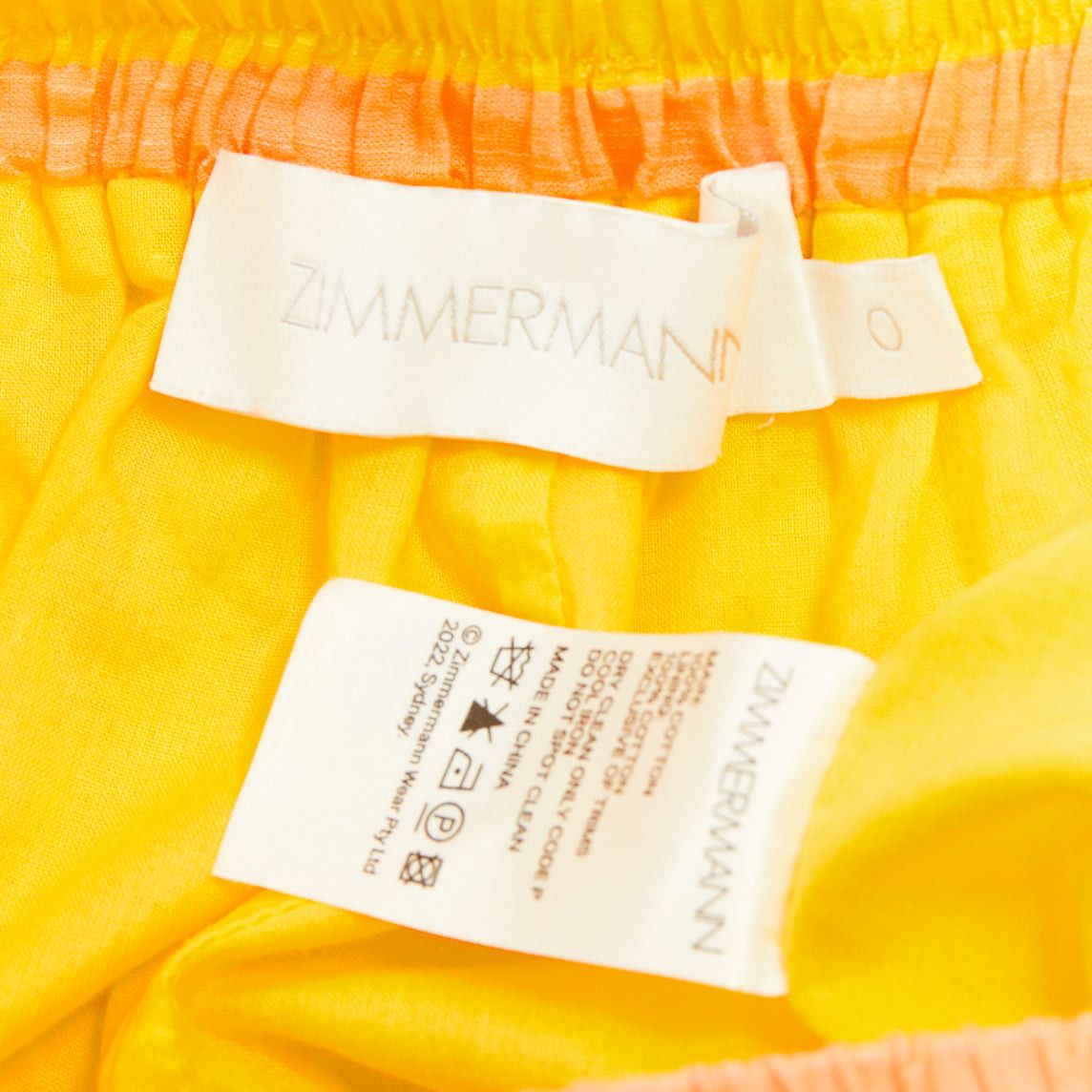 Zimmermann ZIMMERMANN yellow orange cotton voile striped logo boxer shorts US0 XS Size 26" / US 2 / IT 38 - 8 Thumbnail