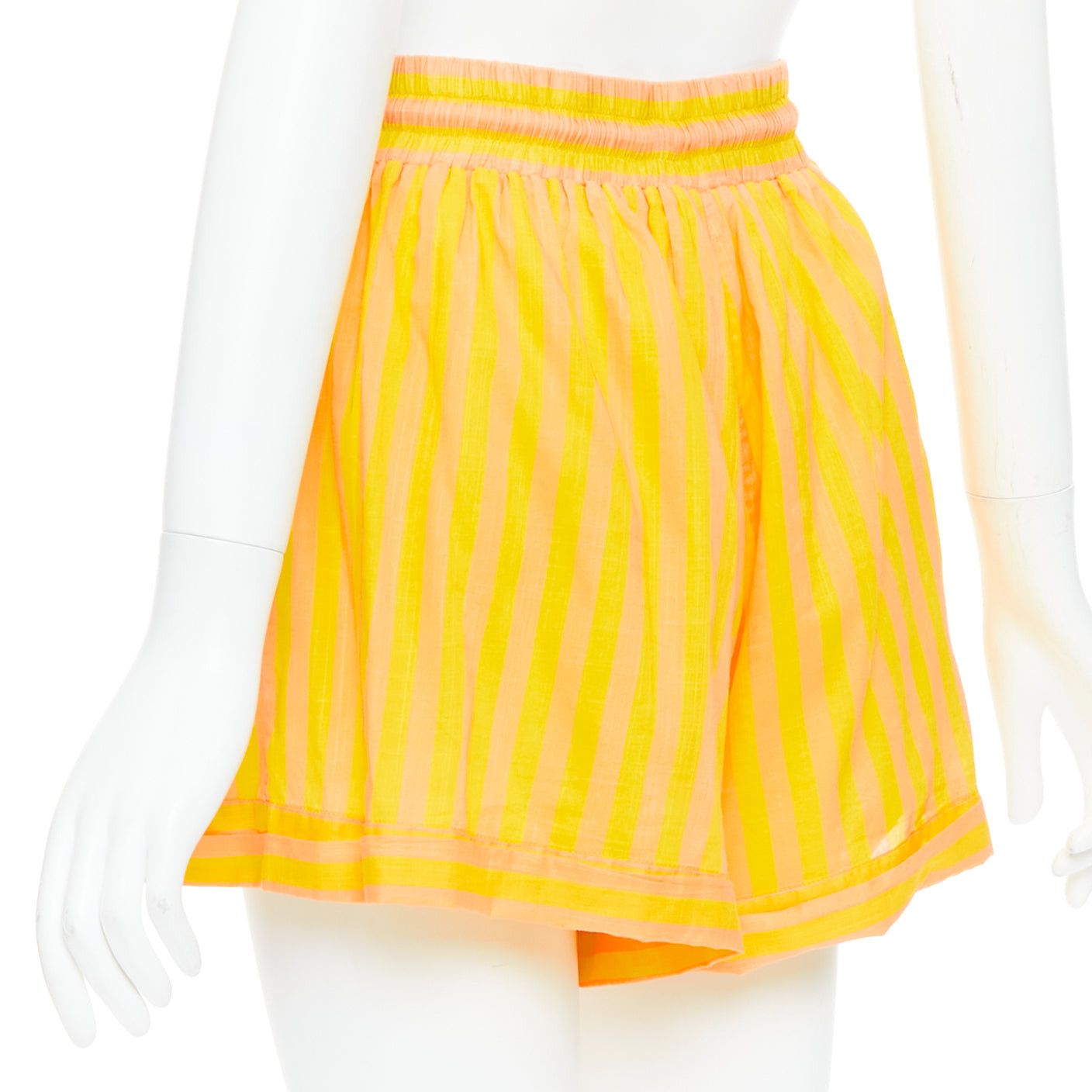Zimmermann ZIMMERMANN yellow orange cotton voile striped logo boxer shorts US0 XS Size 26" / US 2 / IT 38 - 6 Thumbnail