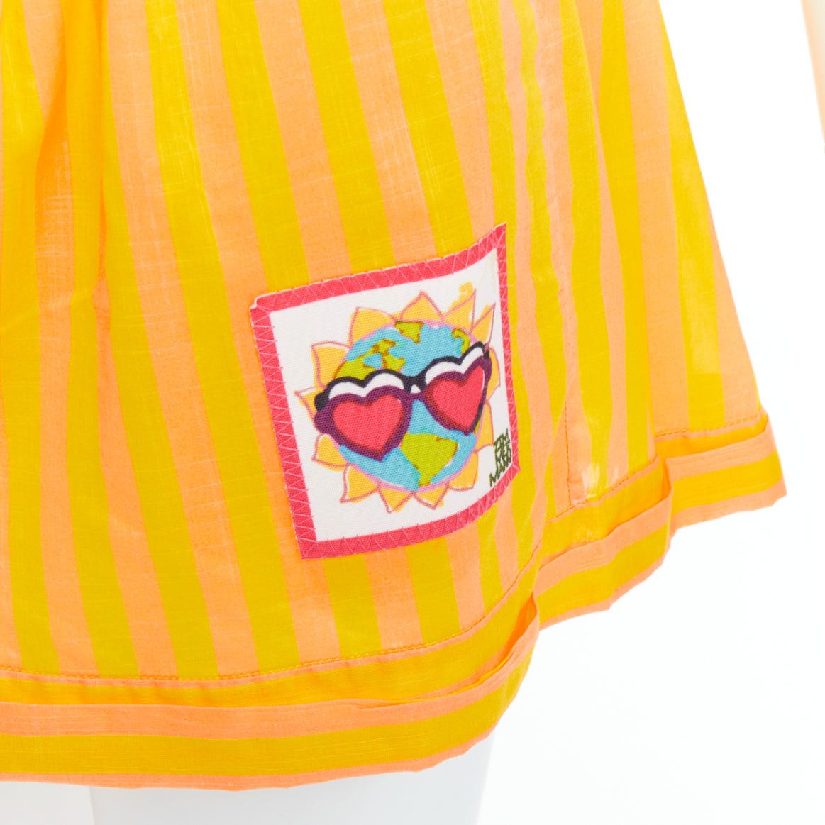 Zimmermann ZIMMERMANN yellow orange cotton voile striped logo boxer shorts US0 XS Size 26" / US 2 / IT 38 - 2 Thumbnail