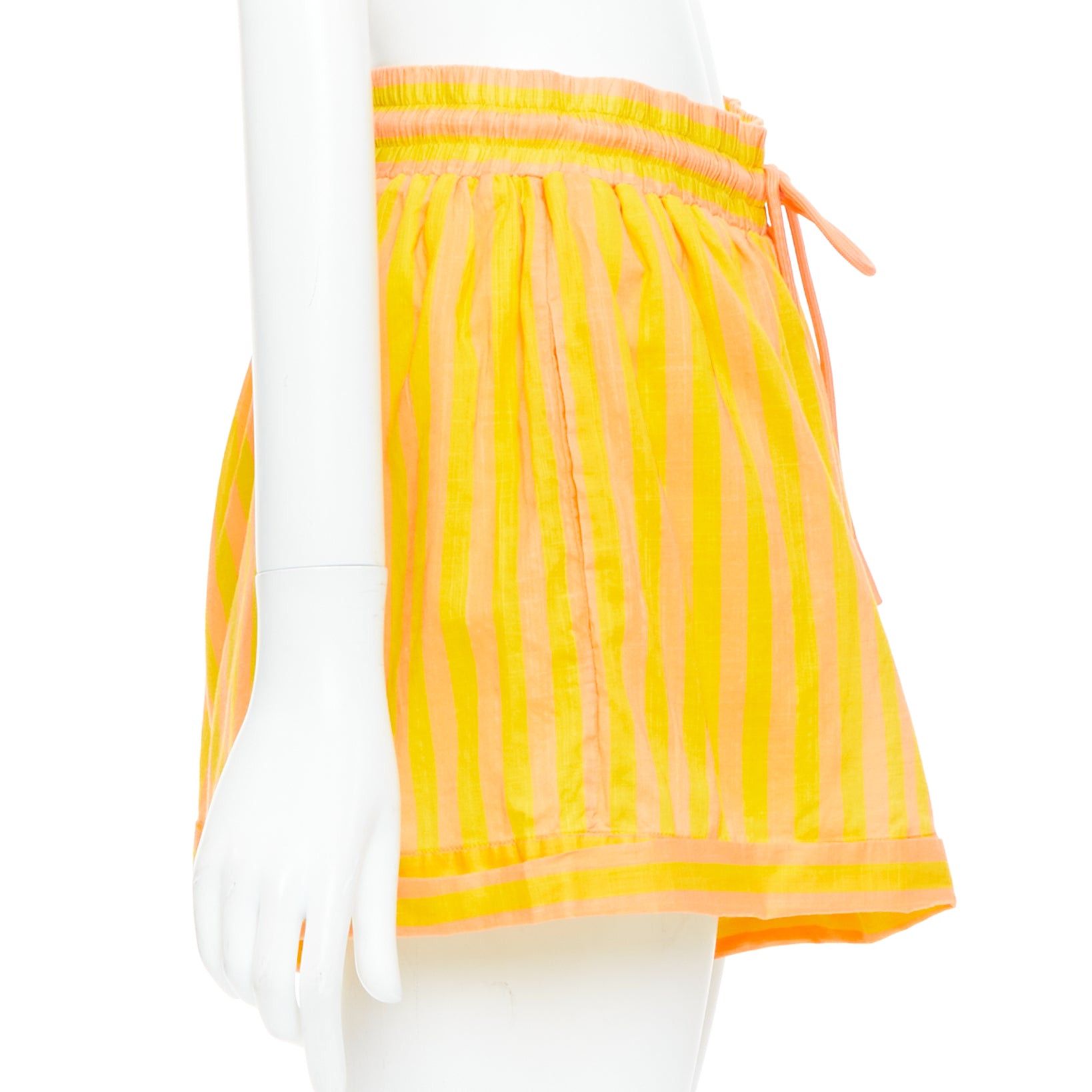 Zimmermann ZIMMERMANN yellow orange cotton voile striped logo boxer shorts US0 XS Size 26" / US 2 / IT 38 - 4 Thumbnail