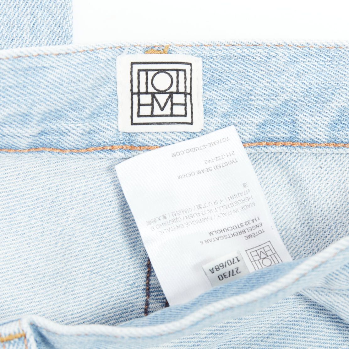 Toteme TOTEME Twisted Seam light blue washed denim asymmetric jeans 27" Size 27" / US 4 / IT 40 - 9 Thumbnail