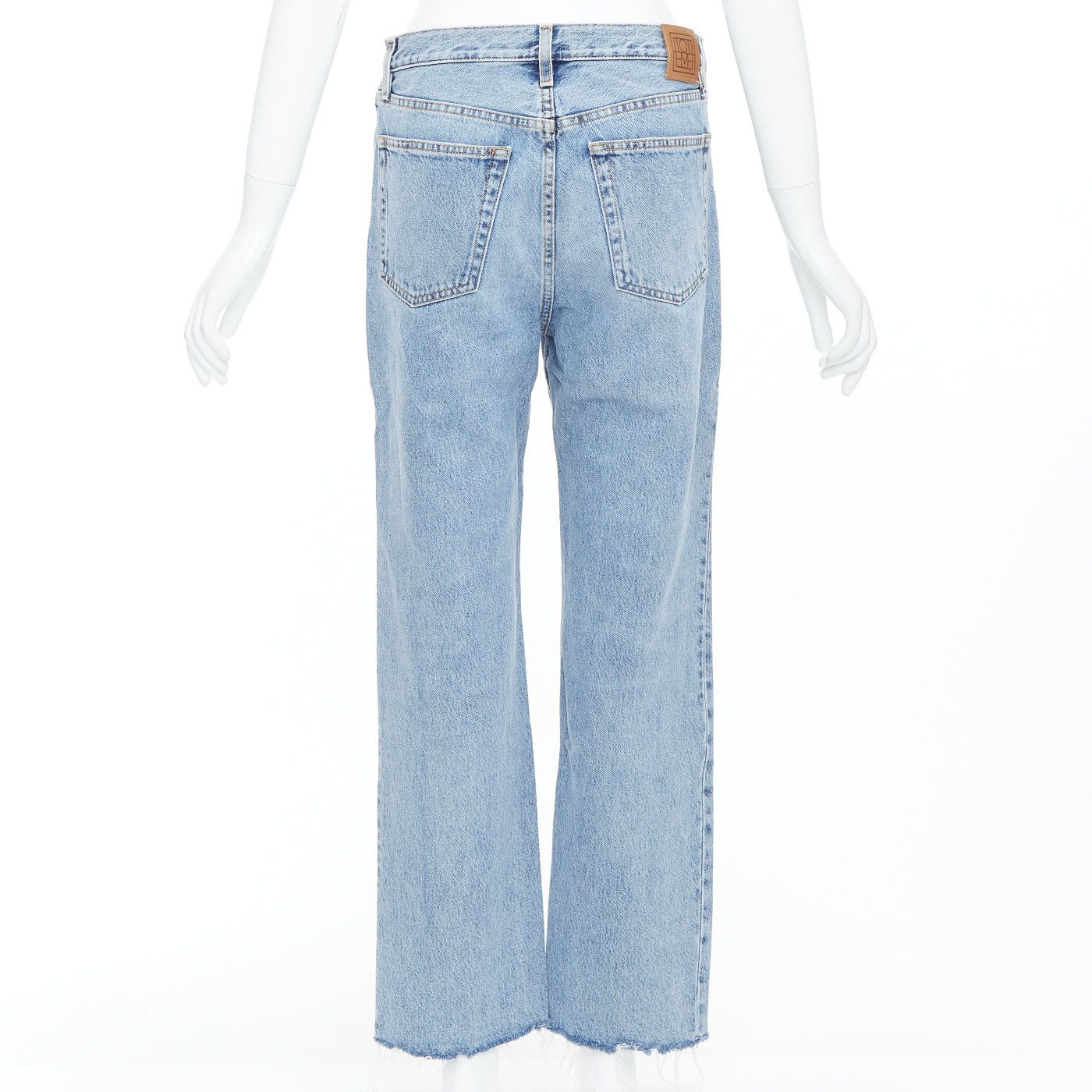 Toteme TOTEME Classic Cut mid blue washed wide leg frayed hem jeans 28" Size 28" / US 6 / IT 42 - 5 Thumbnail