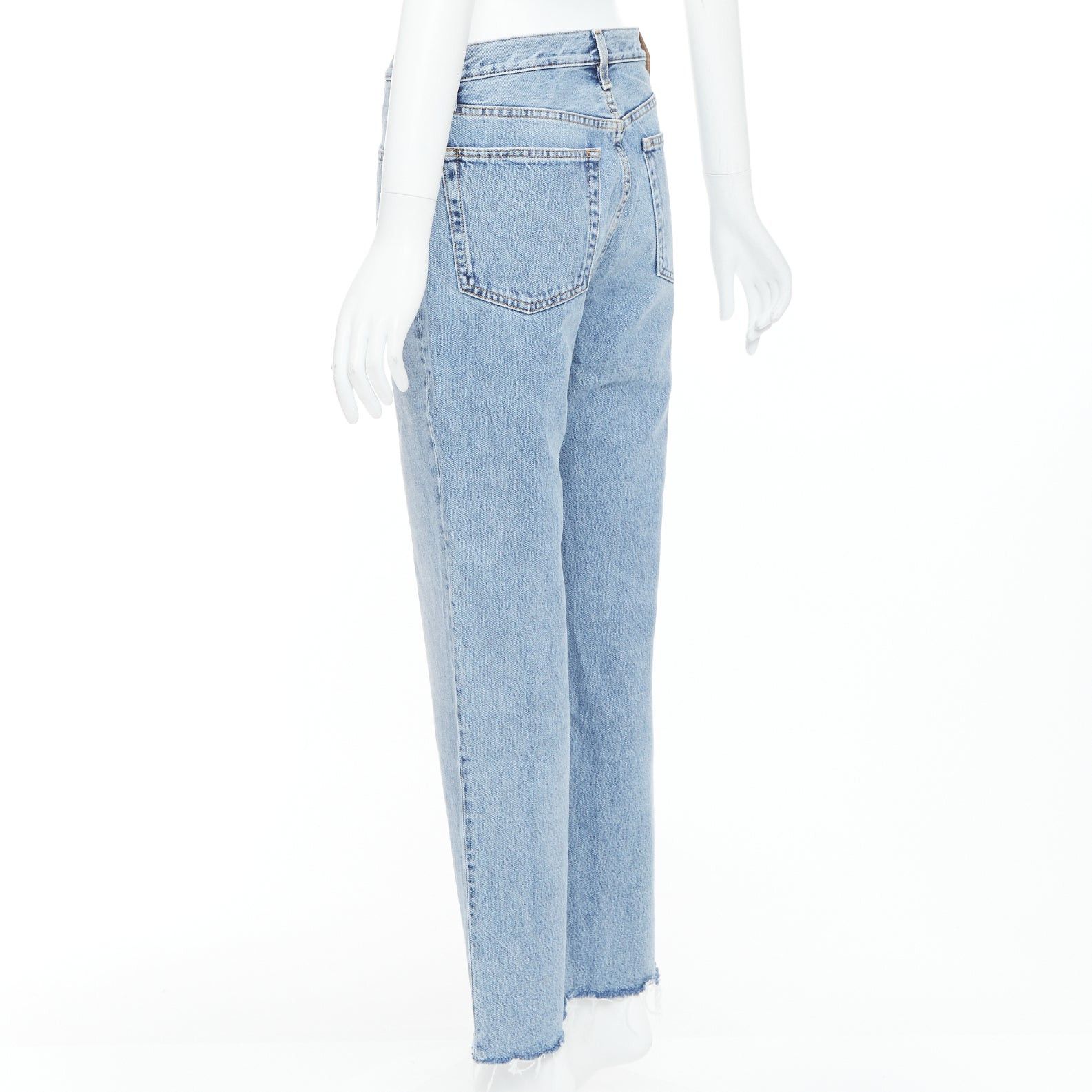 Toteme TOTEME Classic Cut mid blue washed wide leg frayed hem jeans 28" Size 28" / US 6 / IT 42 - 6 Thumbnail