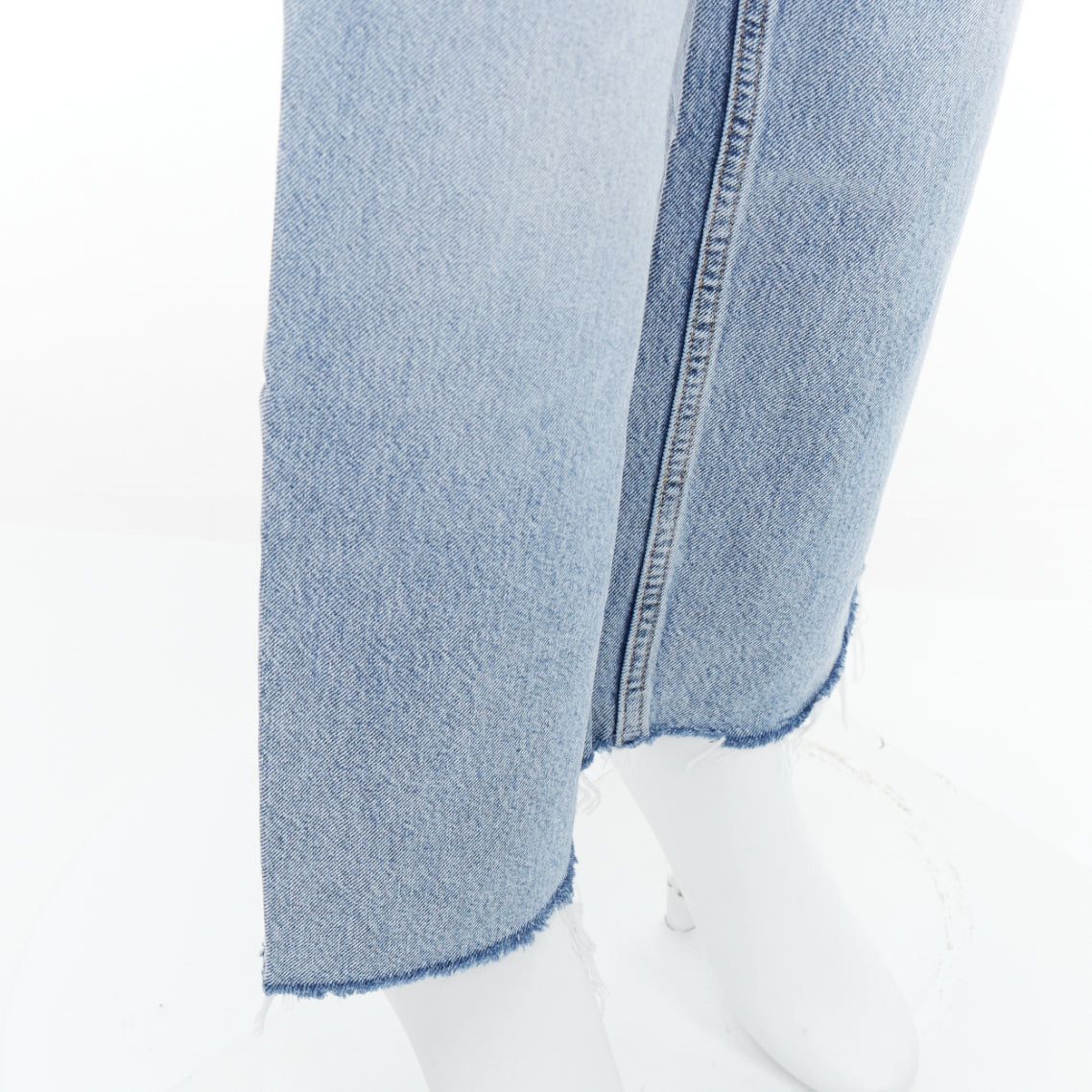 Toteme TOTEME Classic Cut mid blue washed wide leg frayed hem jeans 28" Size 28" / US 6 / IT 42 - 7 Thumbnail
