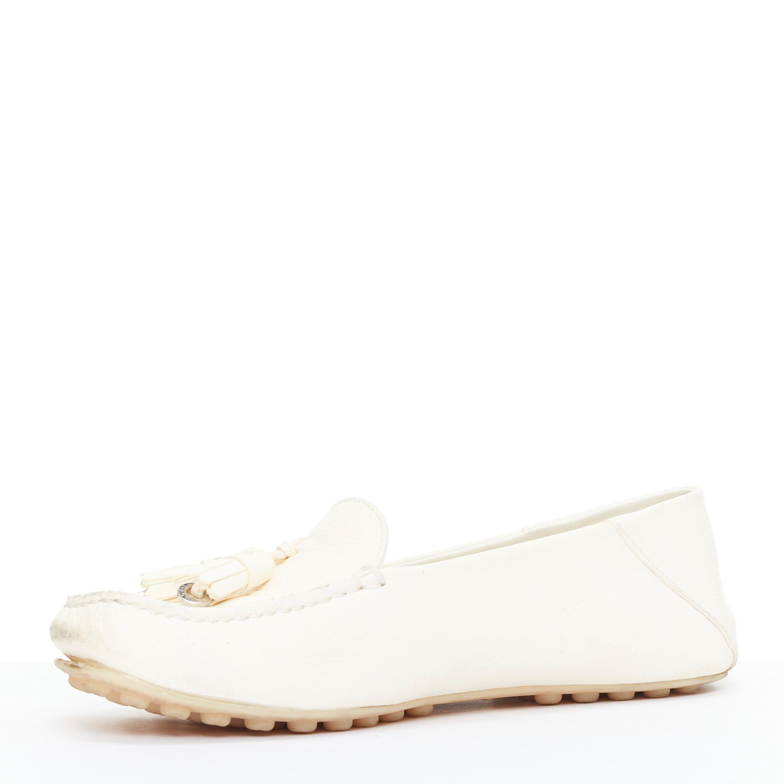 Loro Piana LORO PIANA Dot Sole Walk cream leather tassel mocassins driver loafer EU36.5 Size US 6.5 / IT 36.5 - 4 Thumbnail