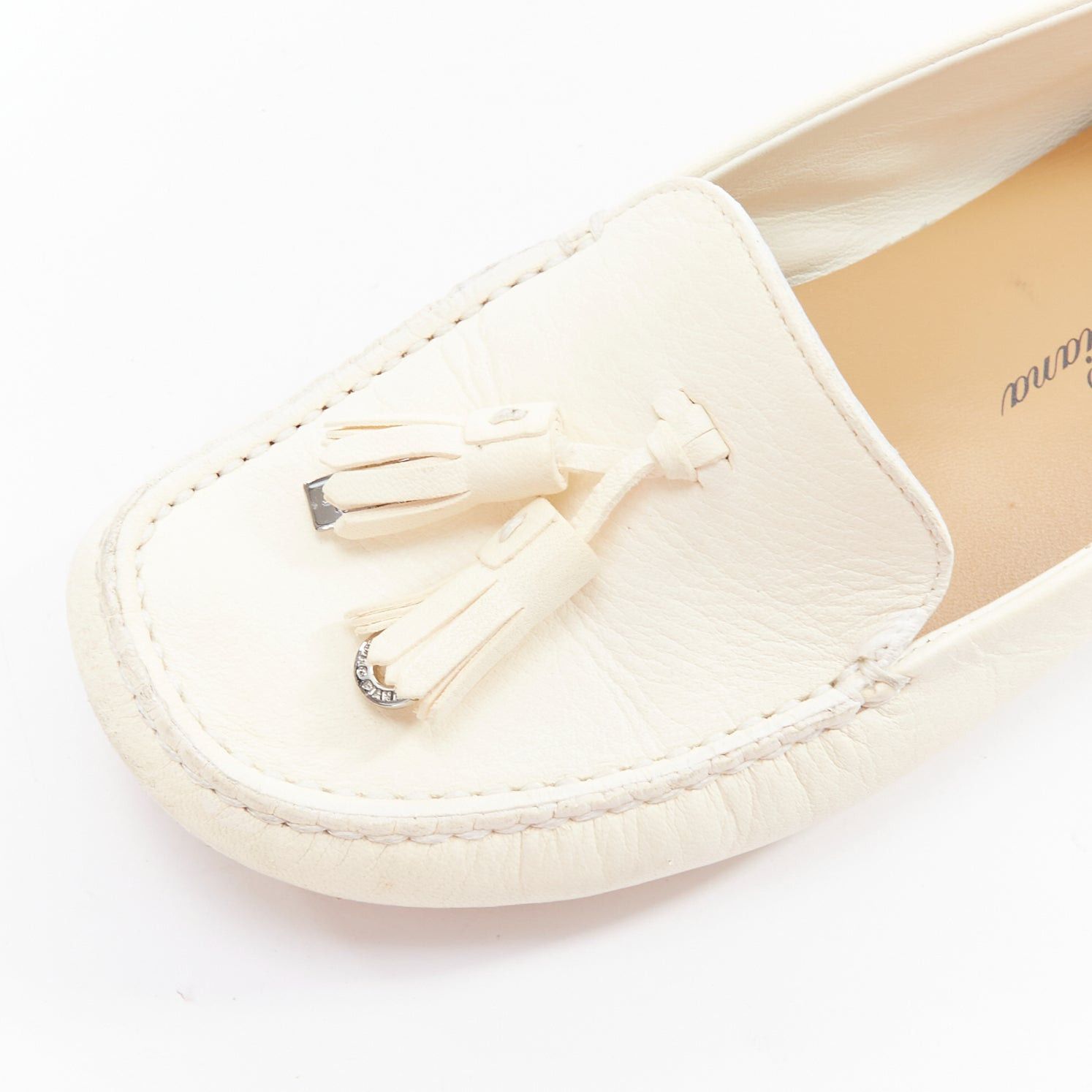Loro Piana LORO PIANA Dot Sole Walk cream leather tassel mocassins driver loafer EU36.5 Size US 6.5 / IT 36.5 - 7 Thumbnail