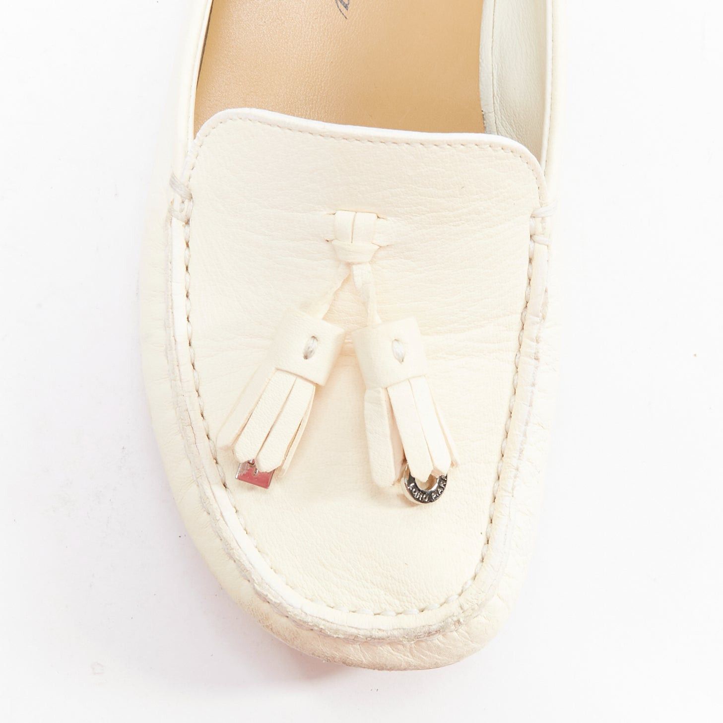 Loro Piana LORO PIANA Dot Sole Walk cream leather tassel mocassins driver loafer EU36.5 Size US 6.5 / IT 36.5 - 6 Thumbnail