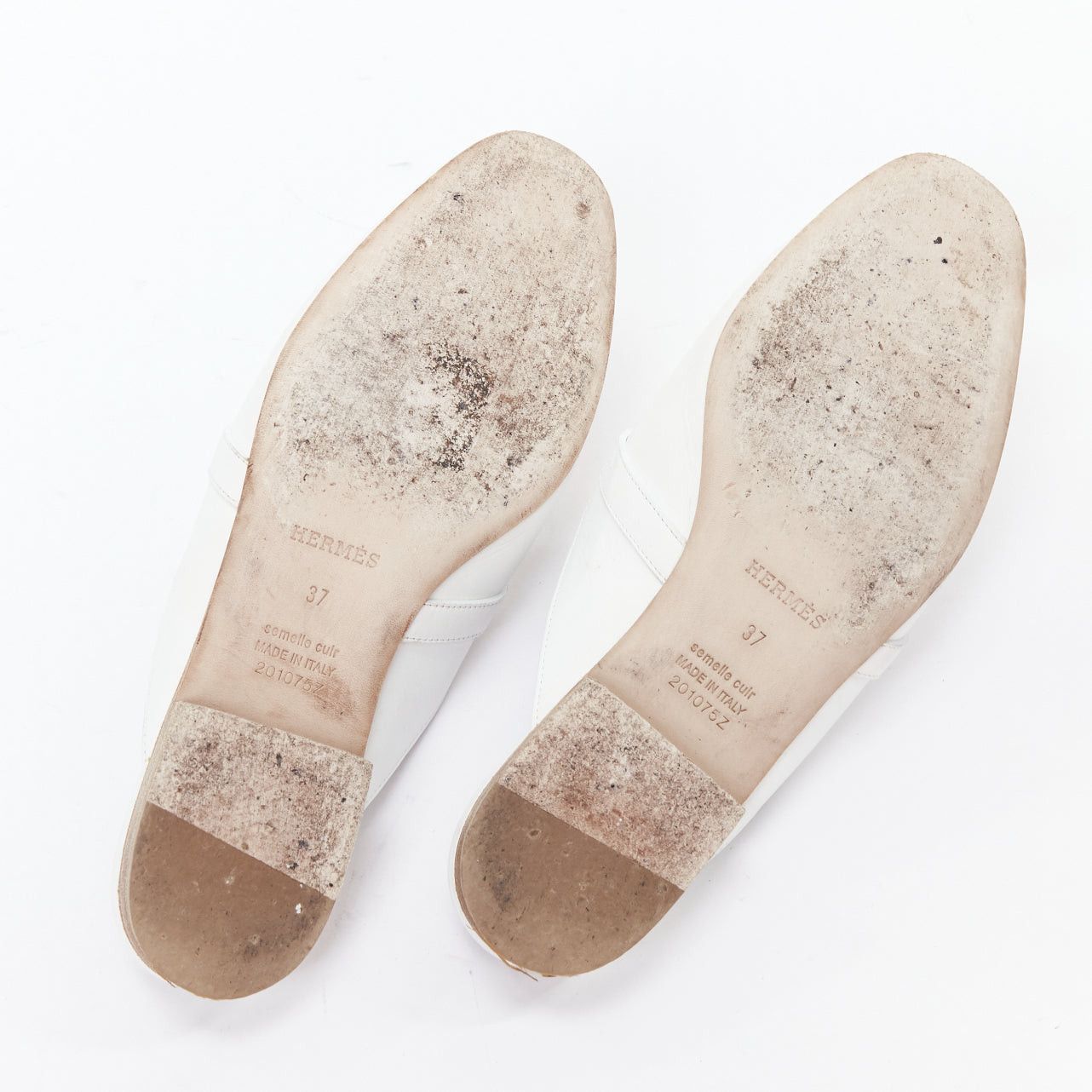 Hermes HERMES Oz white calfskin leather silver Kelly turnlock mules EU37 Size US 7 / IT 37 - 11 Thumbnail