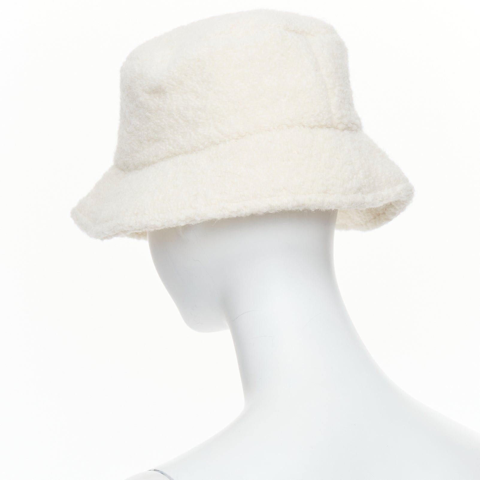 Isabel Marant ISABEL MARANT Denji ecru alpaca virgin wool blend teddy logo bucket hat Size ONE SIZE - 6 Thumbnail