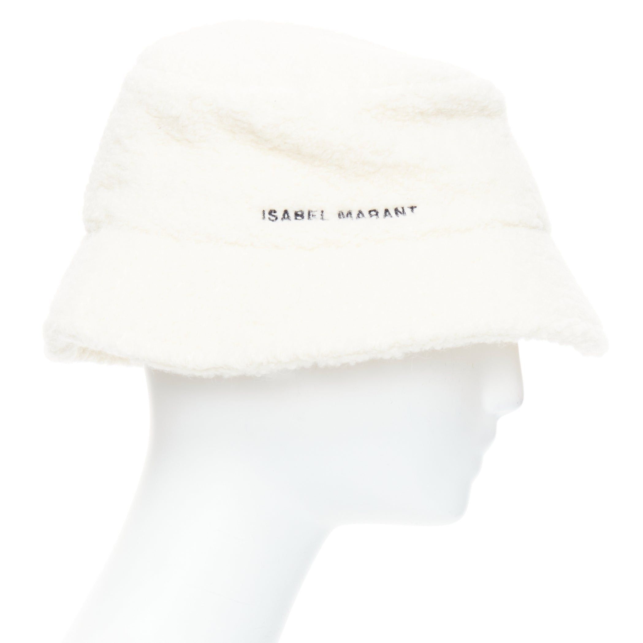 Isabel Marant ISABEL MARANT Denji ecru alpaca virgin wool blend teddy logo bucket hat Size ONE SIZE - 4 Thumbnail