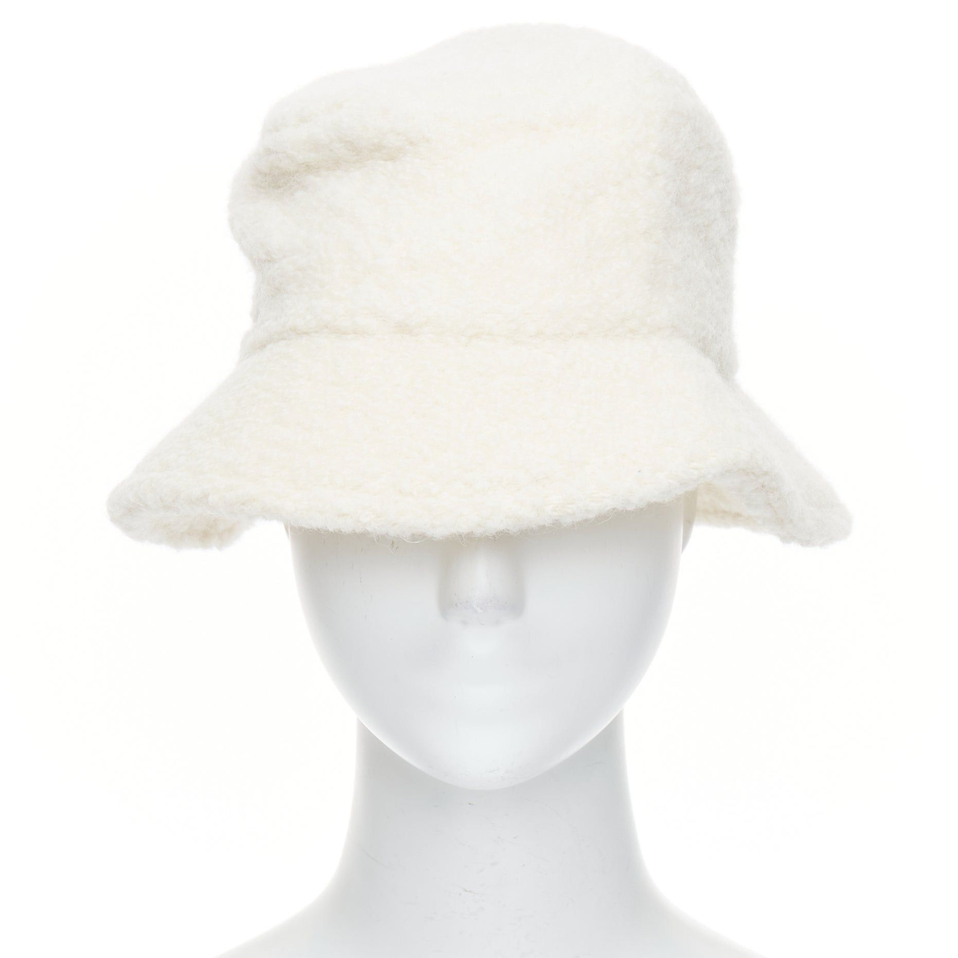 Isabel Marant ISABEL MARANT Denji ecru alpaca virgin wool blend teddy logo bucket hat Size ONE SIZE - 3 Thumbnail