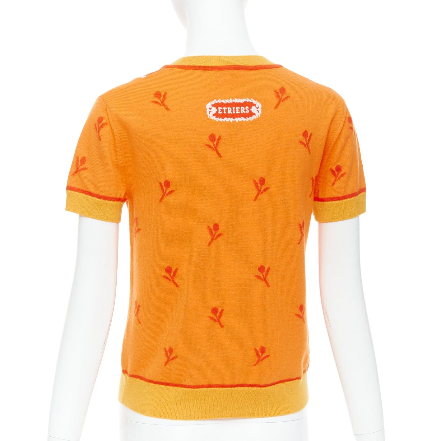 Hermes HERMES 2024 Etriers orange wool cashmere floral embroidered sweater FR36 S Size S / US 4 / IT 40 - 5 Thumbnail