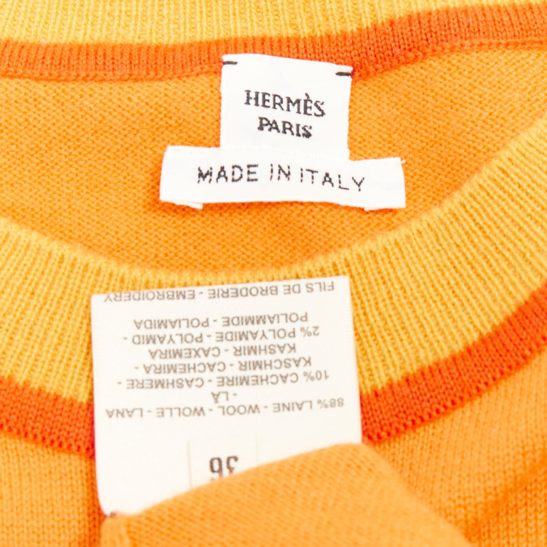 Hermes HERMES 2024 Etriers orange wool cashmere floral embroidered sweater FR36 S Size S / US 4 / IT 40 - 8 Thumbnail
