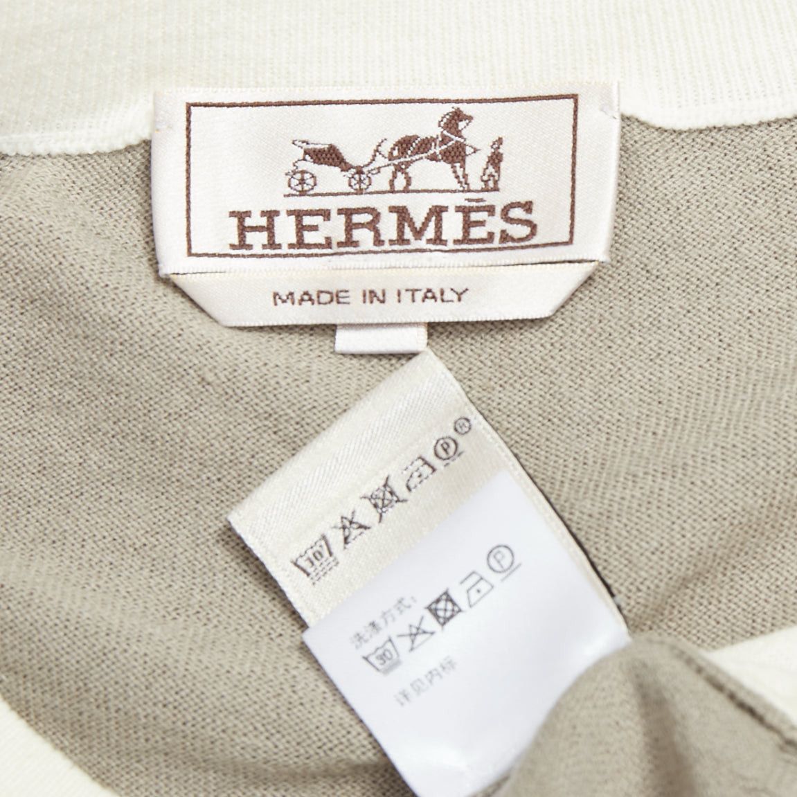 Hermes HERMES beige white cotton cashmere colorblocked crew sweater XL Size L / US 10 / IT 46 - 8 Thumbnail