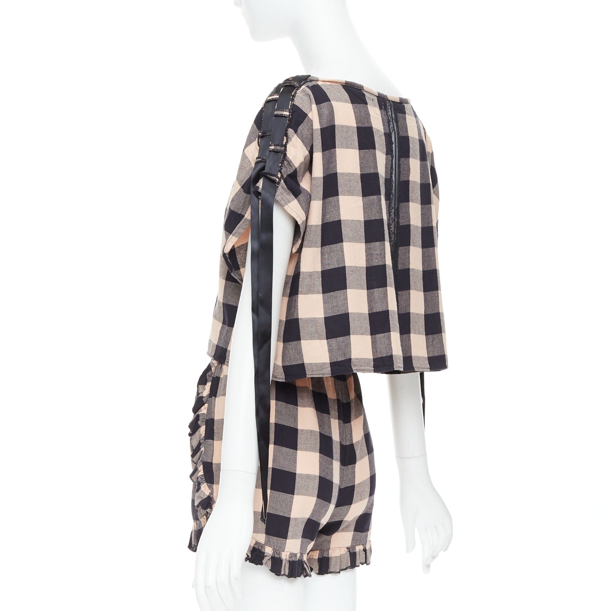 Other MORGAN LANE peach black cotton ribbon trim checkered top short set P Size S / US 4 / IT 40 - 5 Thumbnail