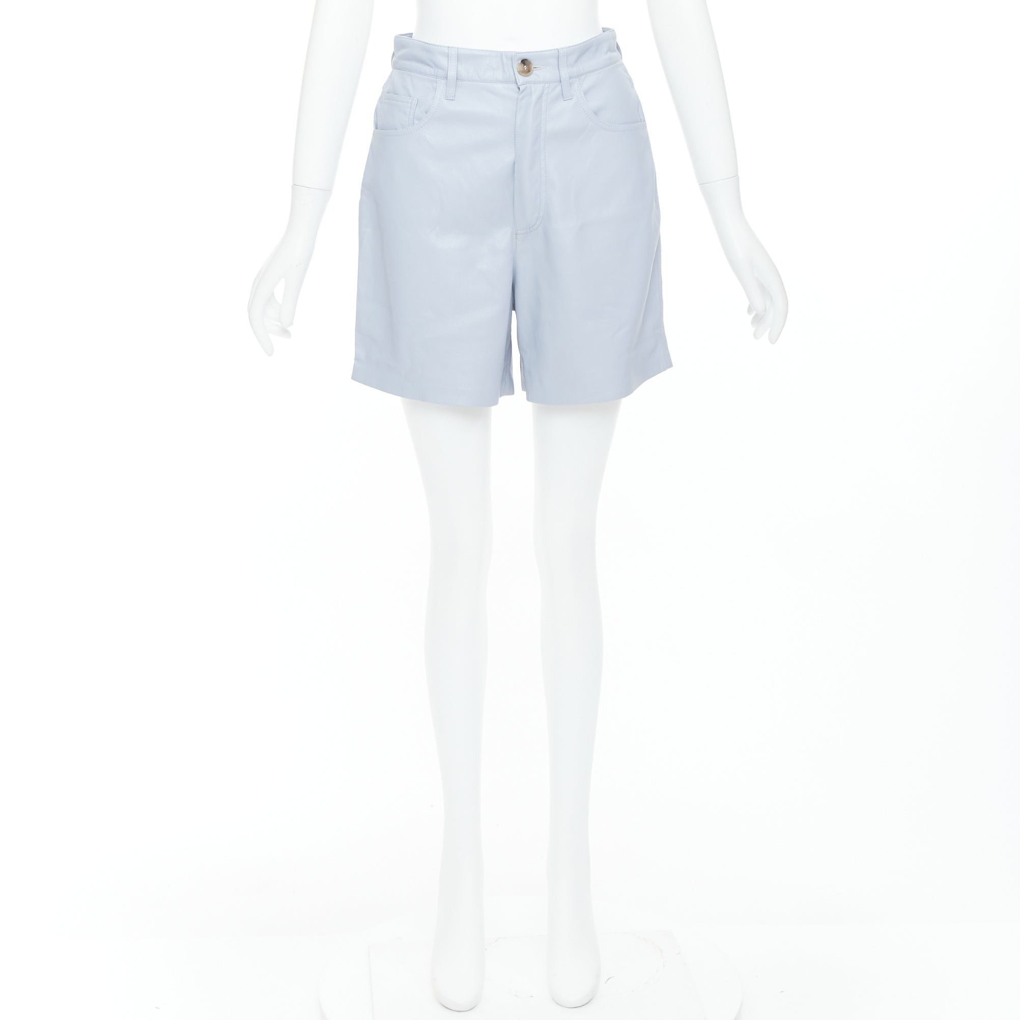 Nanushka NANUSHKA powder blue vegan leather high waist shorts S Size 27" / US 4 / IT 40 - 9 Thumbnail