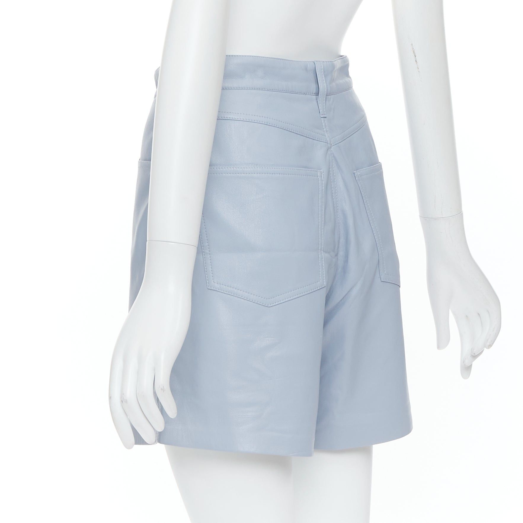 Nanushka NANUSHKA powder blue vegan leather high waist shorts S Size 27" / US 4 / IT 40 - 6 Thumbnail