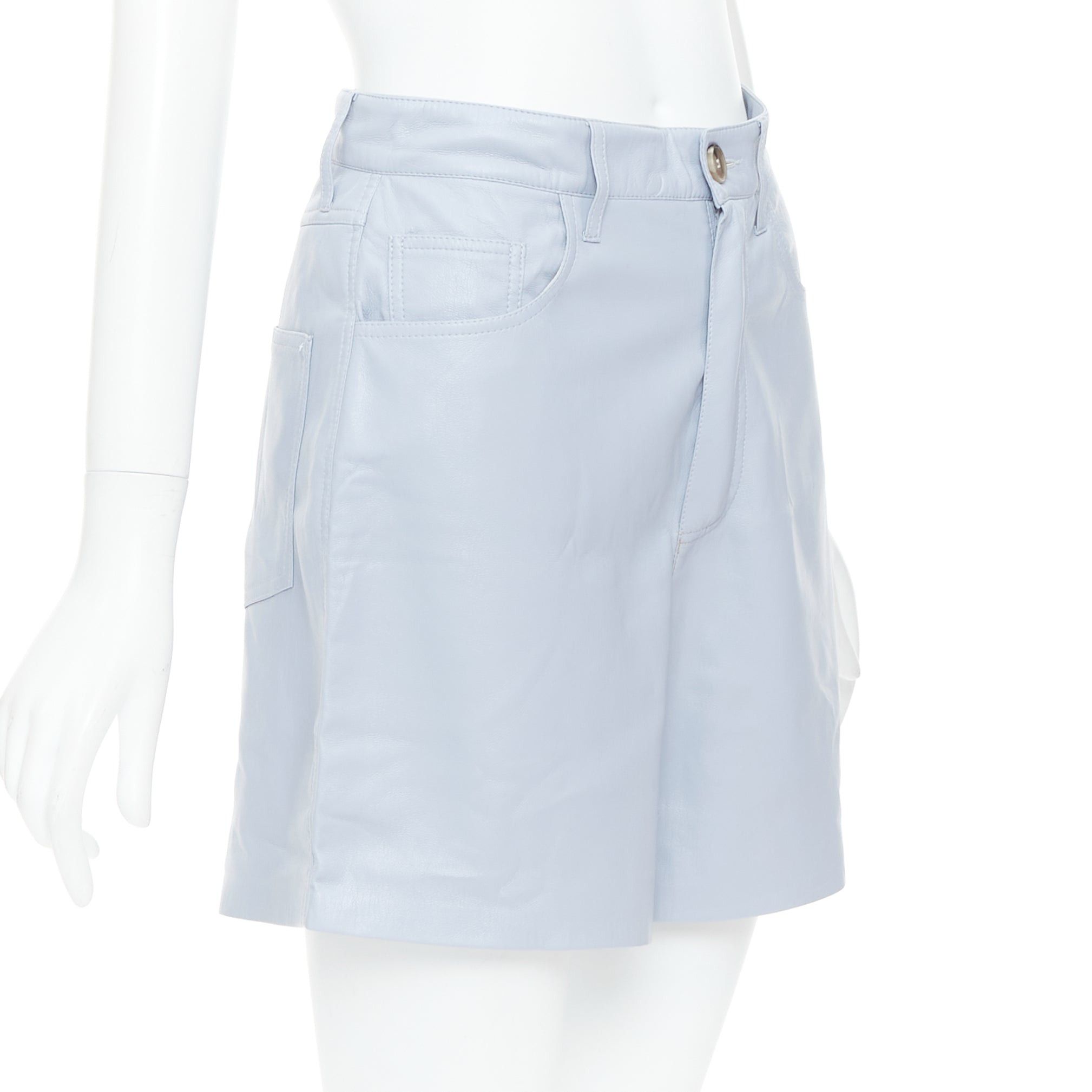 Nanushka NANUSHKA powder blue vegan leather high waist shorts S Size 27" / US 4 / IT 40 - 3 Thumbnail