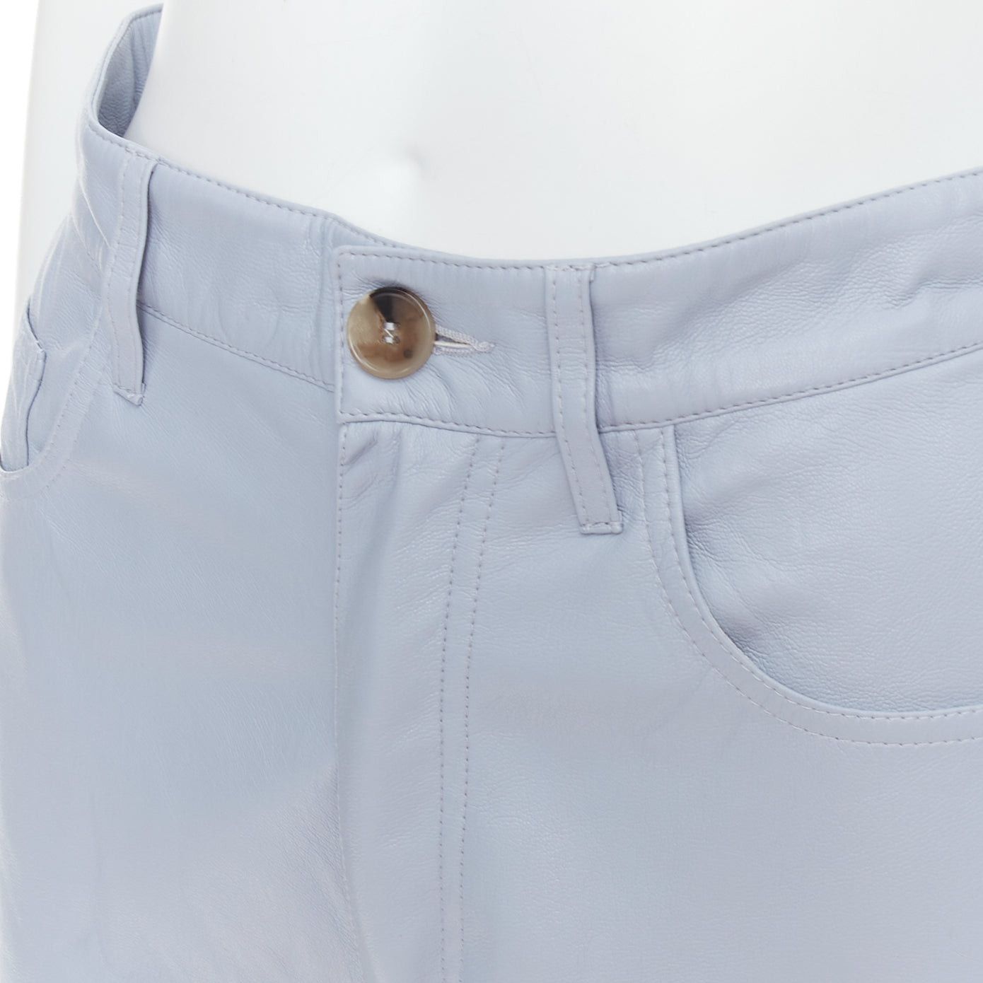 Nanushka NANUSHKA powder blue vegan leather high waist shorts S Size 27" / US 4 / IT 40 - 2 Thumbnail