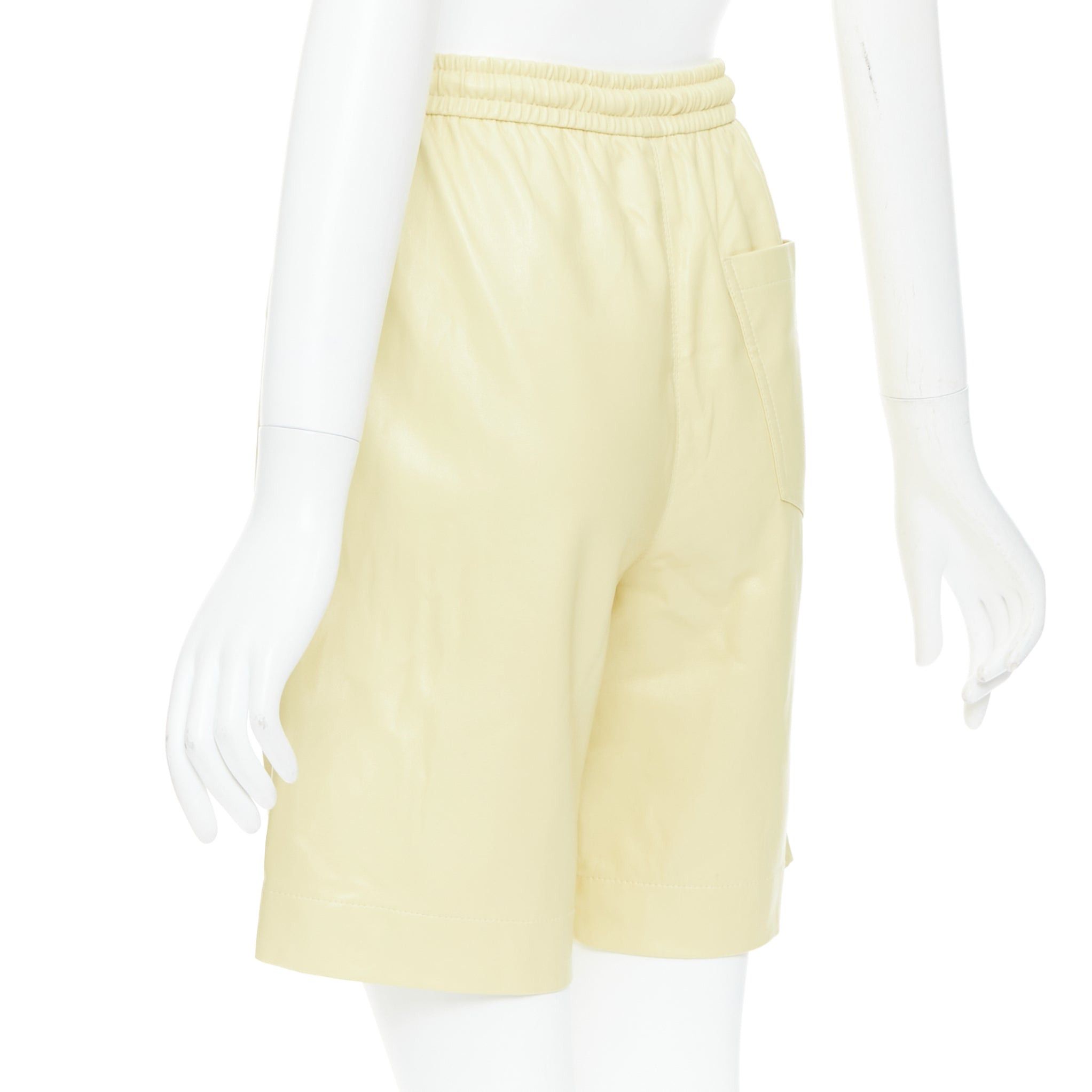 Nanushka NANUSHKA Munira Okobor butter yellow vegan leather drawstring bermuda shorts XS Size 26" / US 2 / IT 38 - 6 Thumbnail