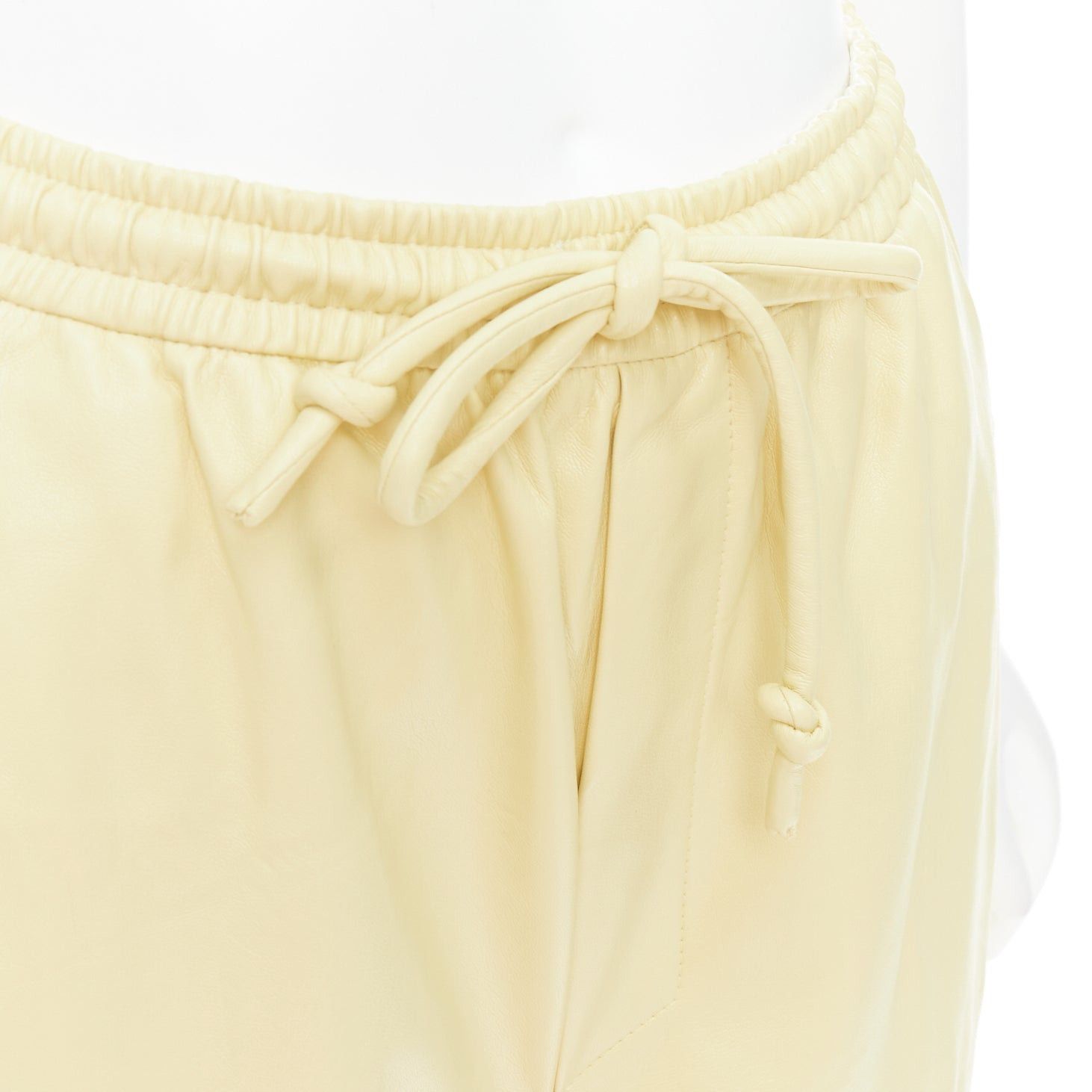 Nanushka NANUSHKA Munira Okobor butter yellow vegan leather drawstring bermuda shorts XS Size 26" / US 2 / IT 38 - 2 Thumbnail